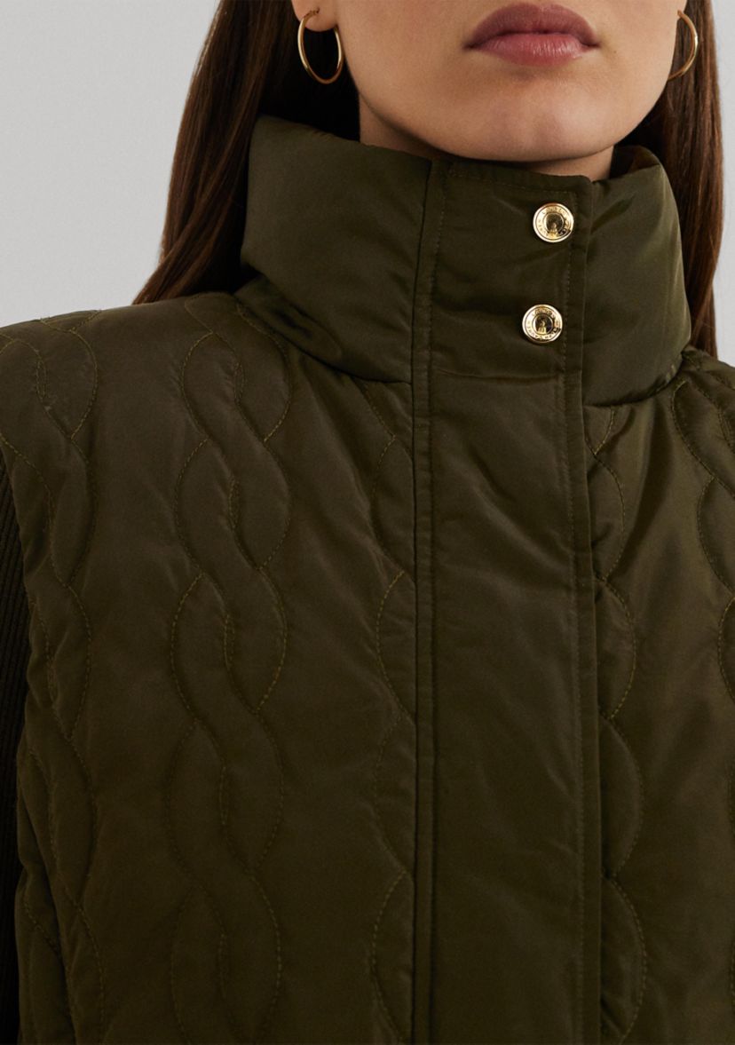 Cable-Quilted Tweed Down Vest