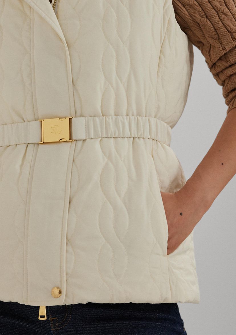 Cable-Quilted Tweed Down Vest