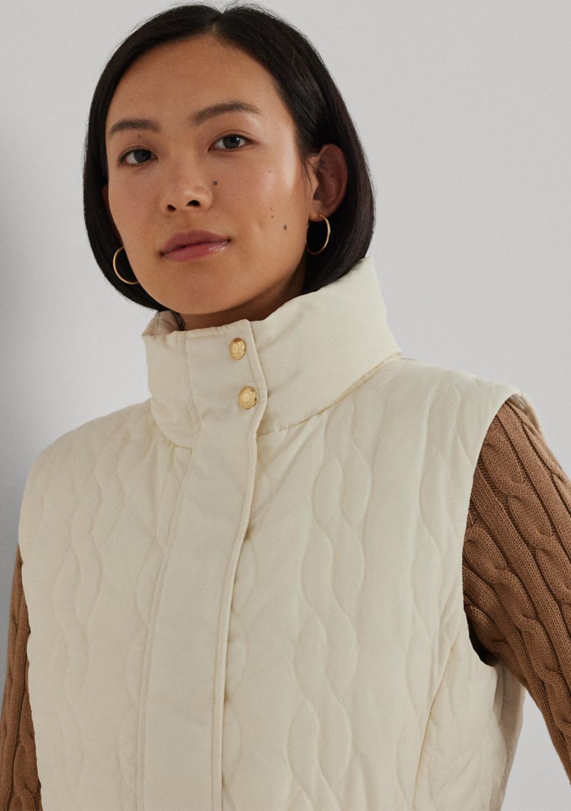 Cable-Quilted Tweed Down Vest