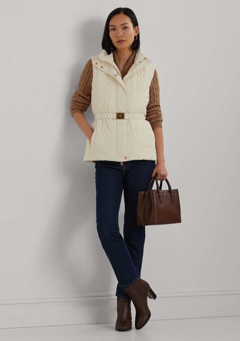 Cable-Quilted Tweed Down Vest