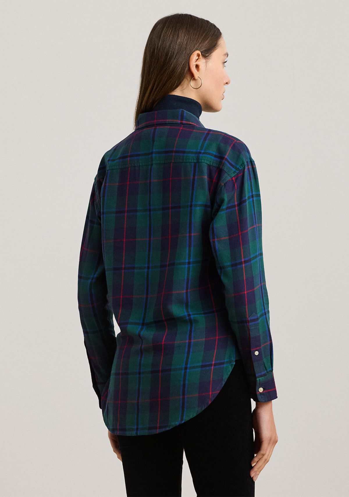 Relaxed Fit Black Watch Plaid Shirt