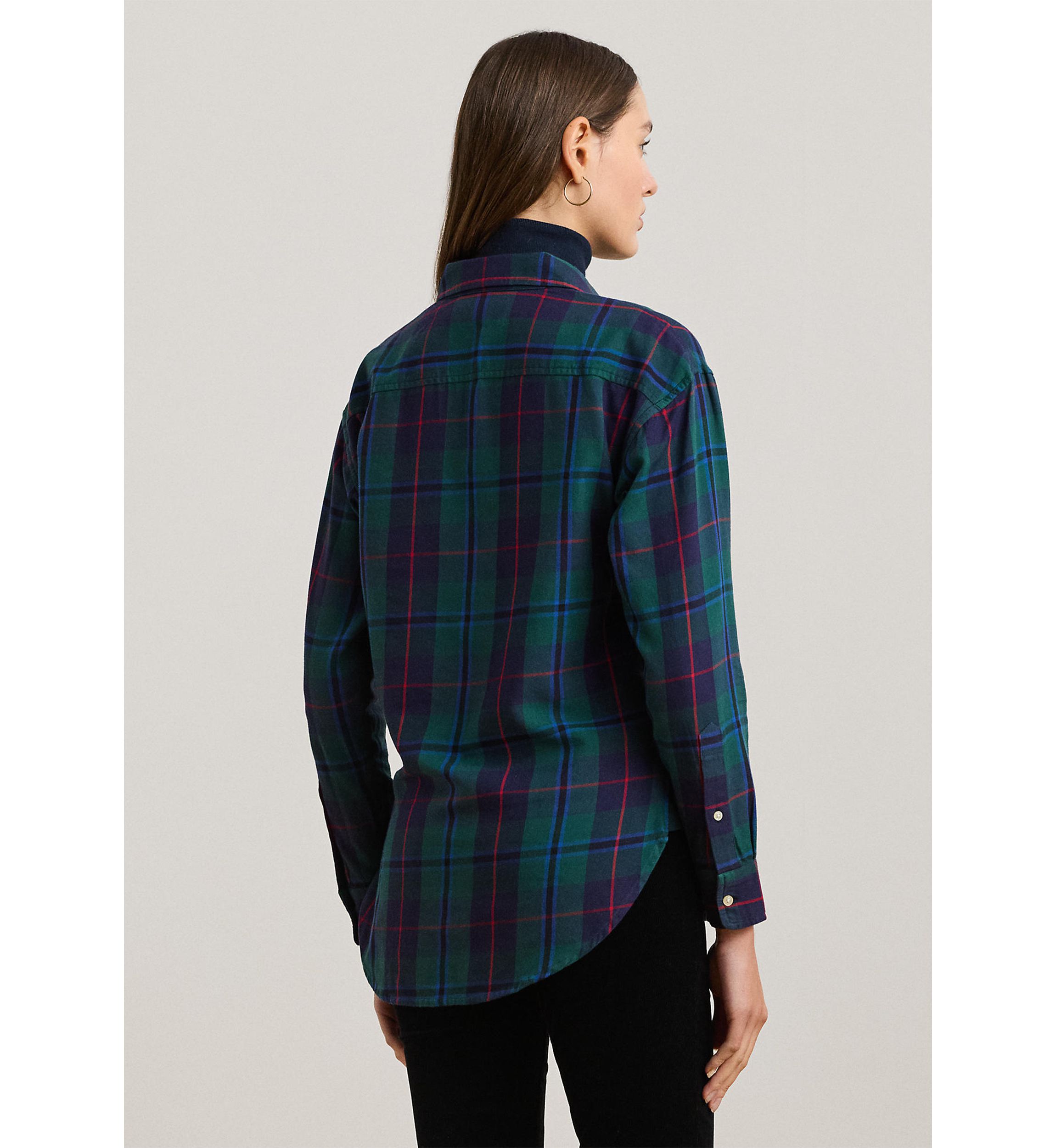 Relaxed Fit Black Watch Plaid Shirt