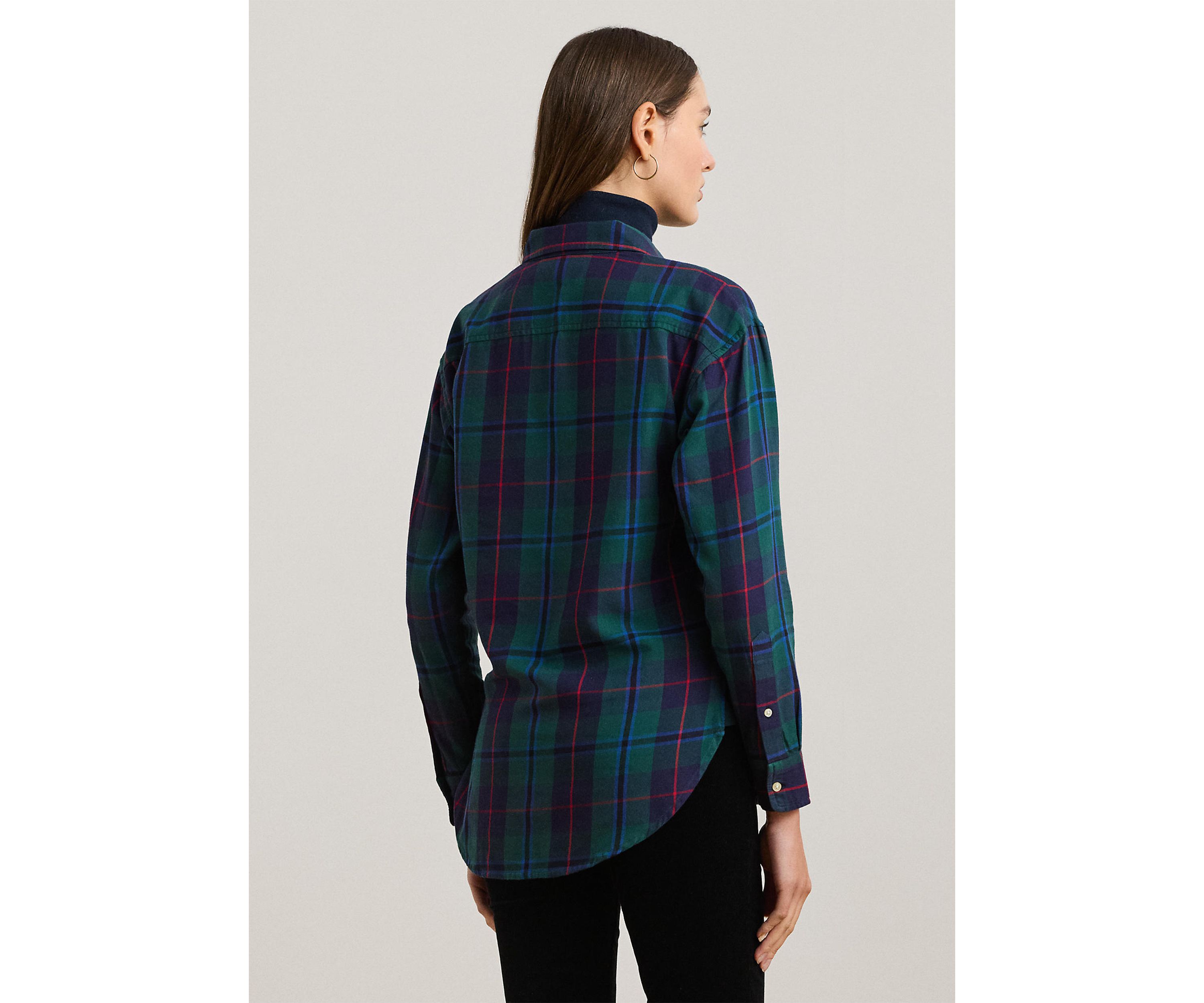 Relaxed Fit Black Watch Plaid Shirt