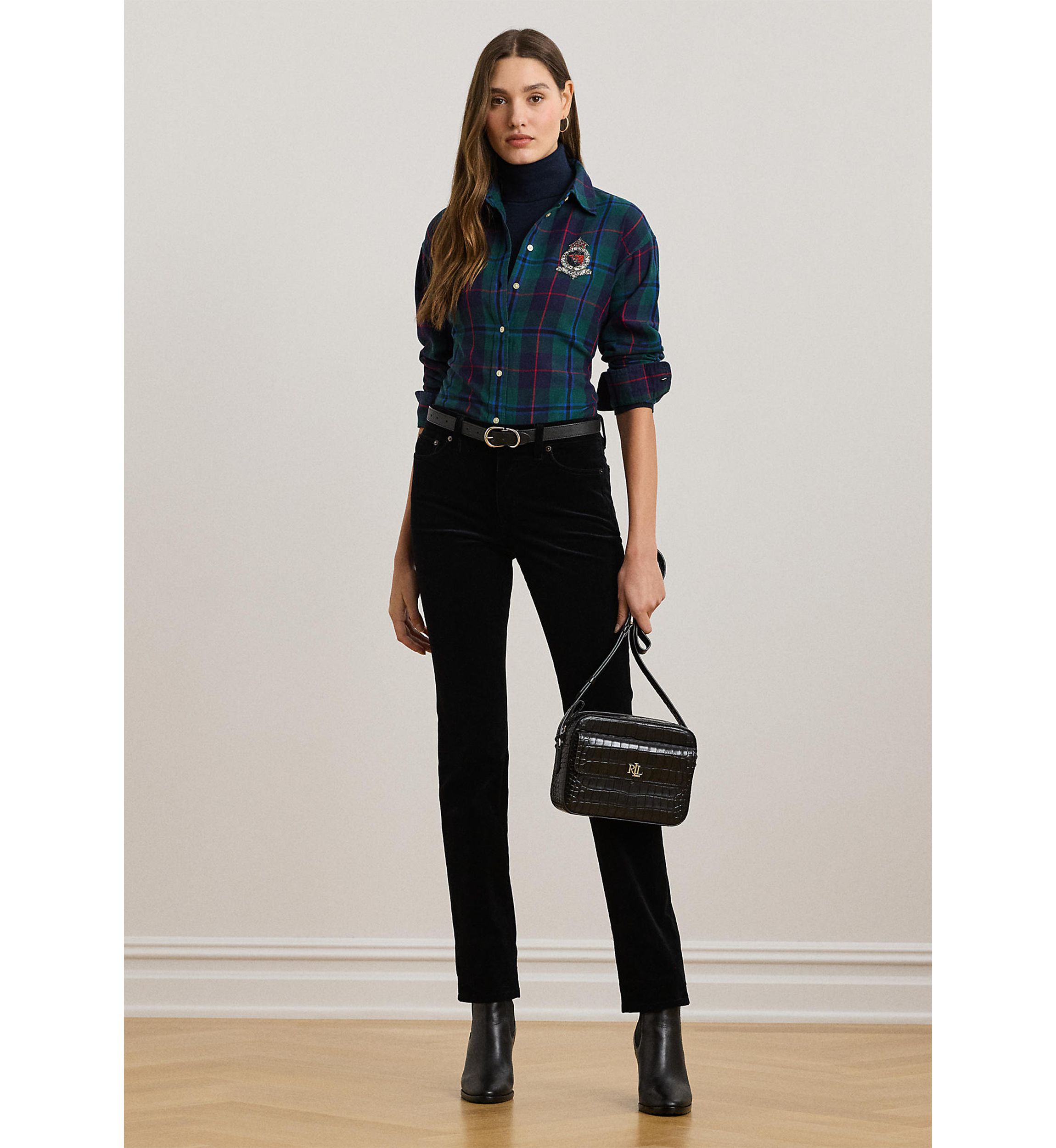 Relaxed Fit Black Watch Plaid Shirt