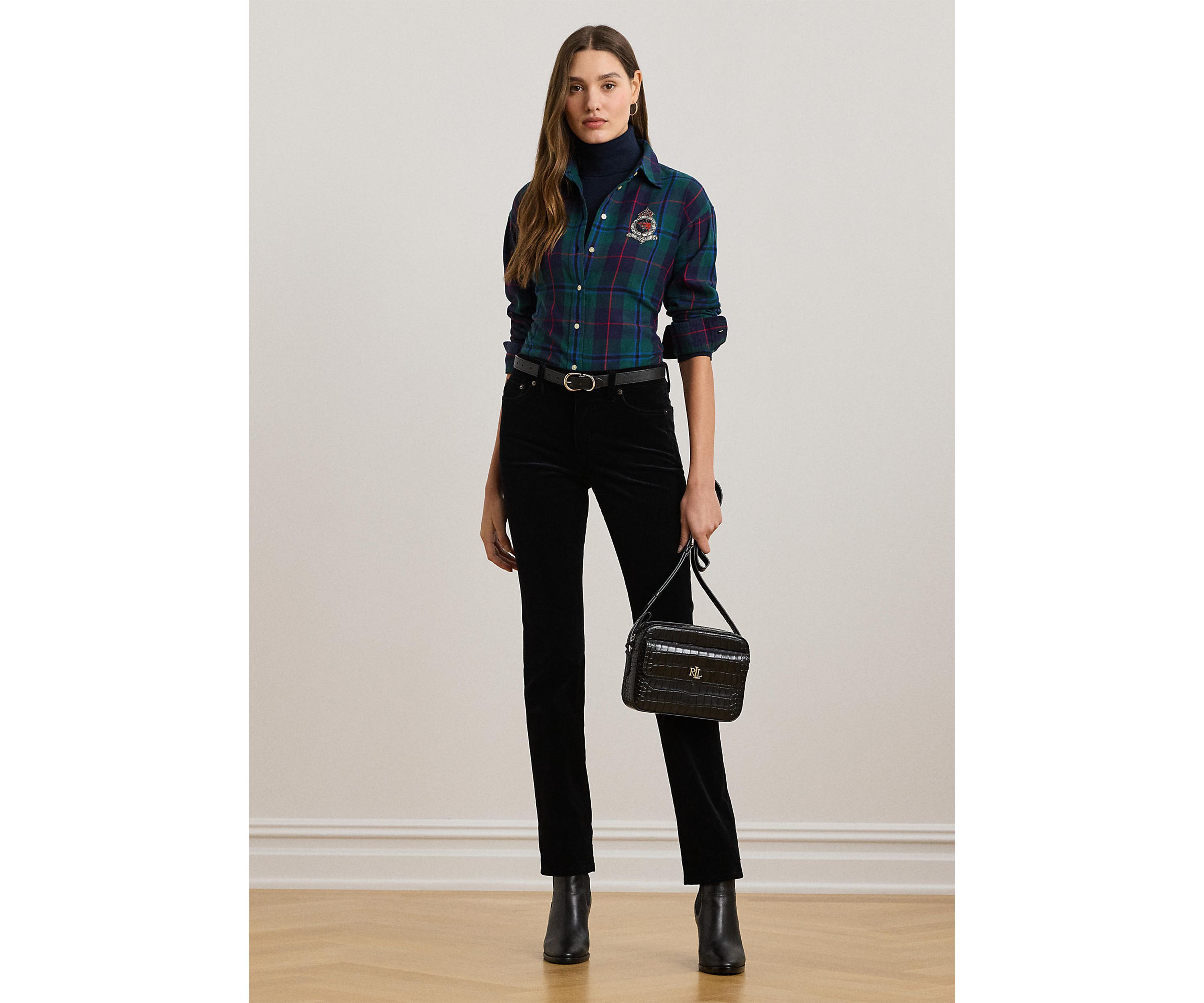 Relaxed Fit Black Watch Plaid Shirt