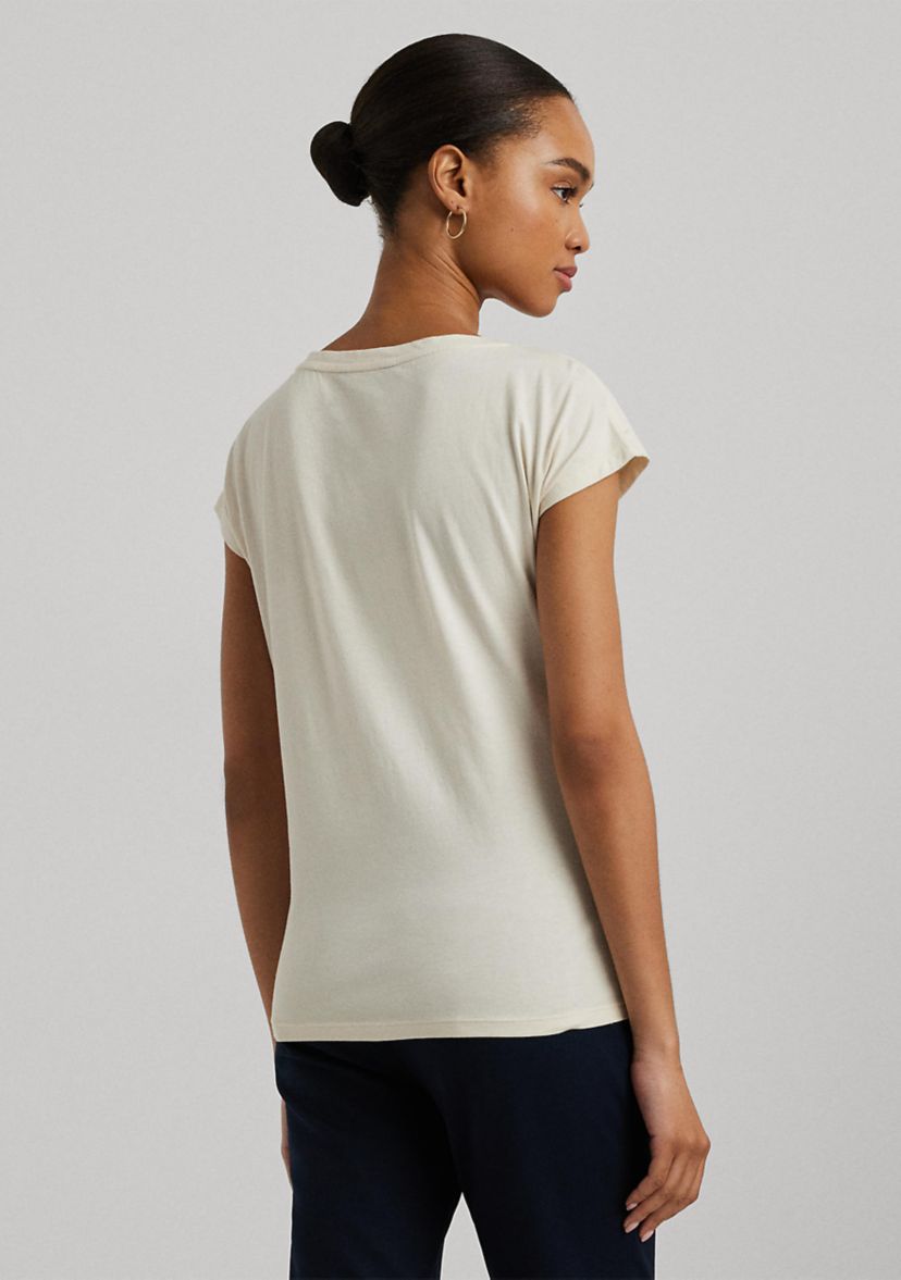 Womens Beaded-Crest Cotton Jersey T-Shirt