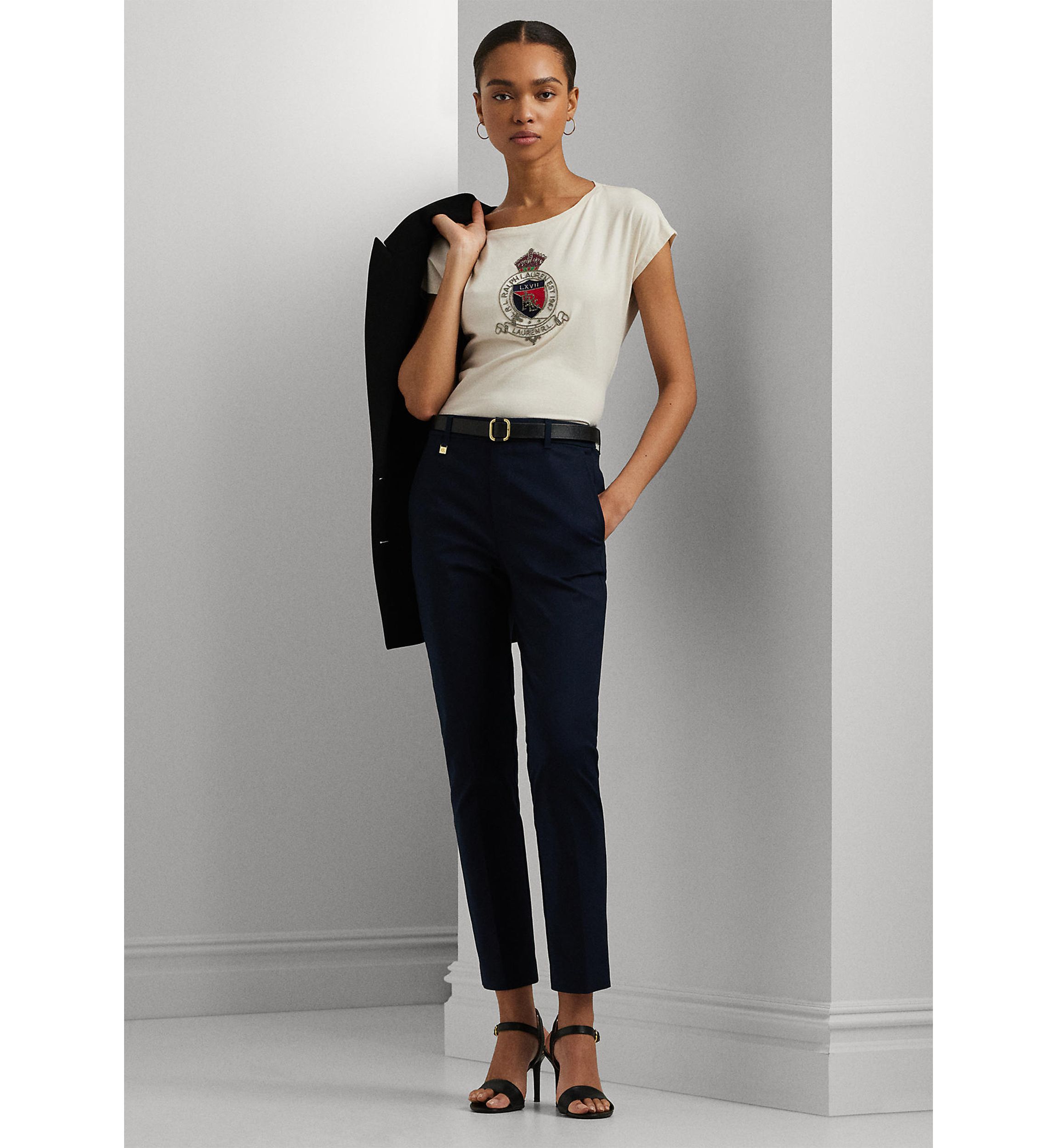 Womens Beaded-Crest Cotton Jersey T-Shirt