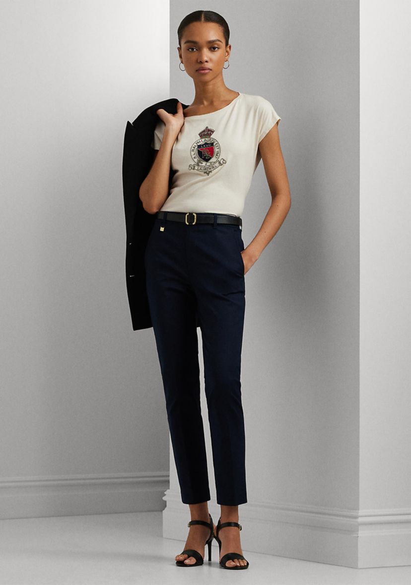 Womens Beaded-Crest Cotton Jersey T-Shirt