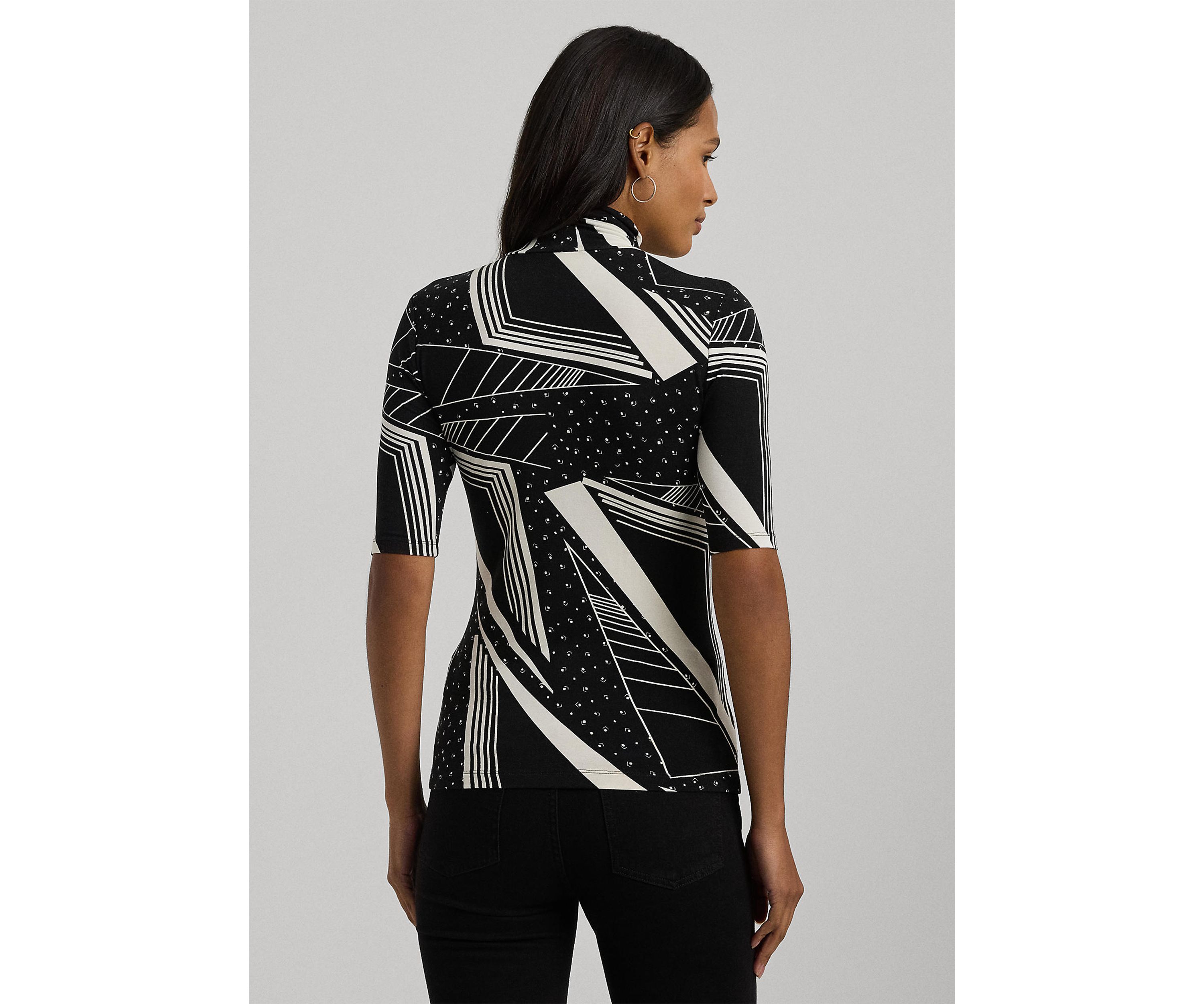 Womens Geo-Print Stretch Jersey Turtleneck