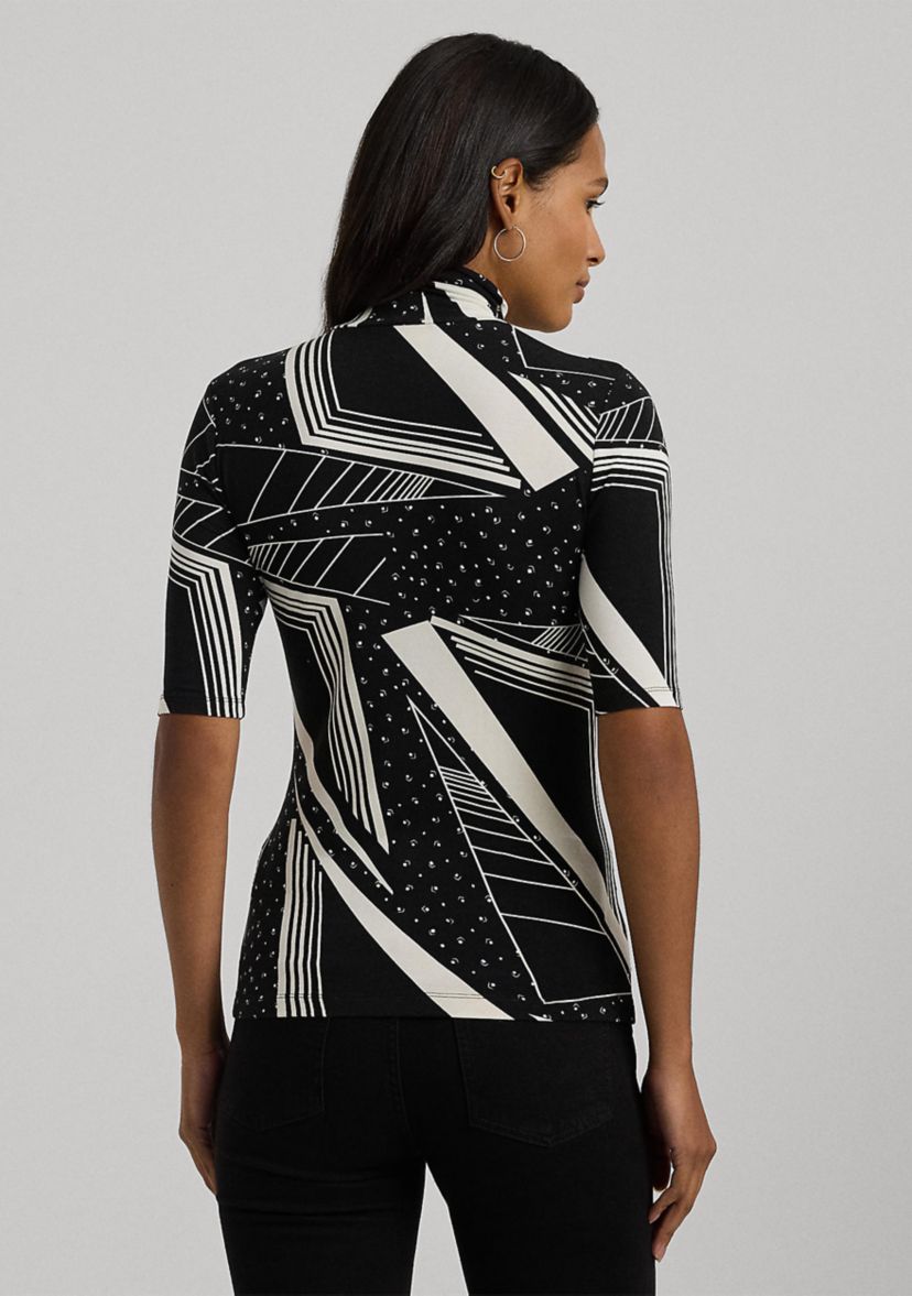 Womens Geo-Print Stretch Jersey Turtleneck