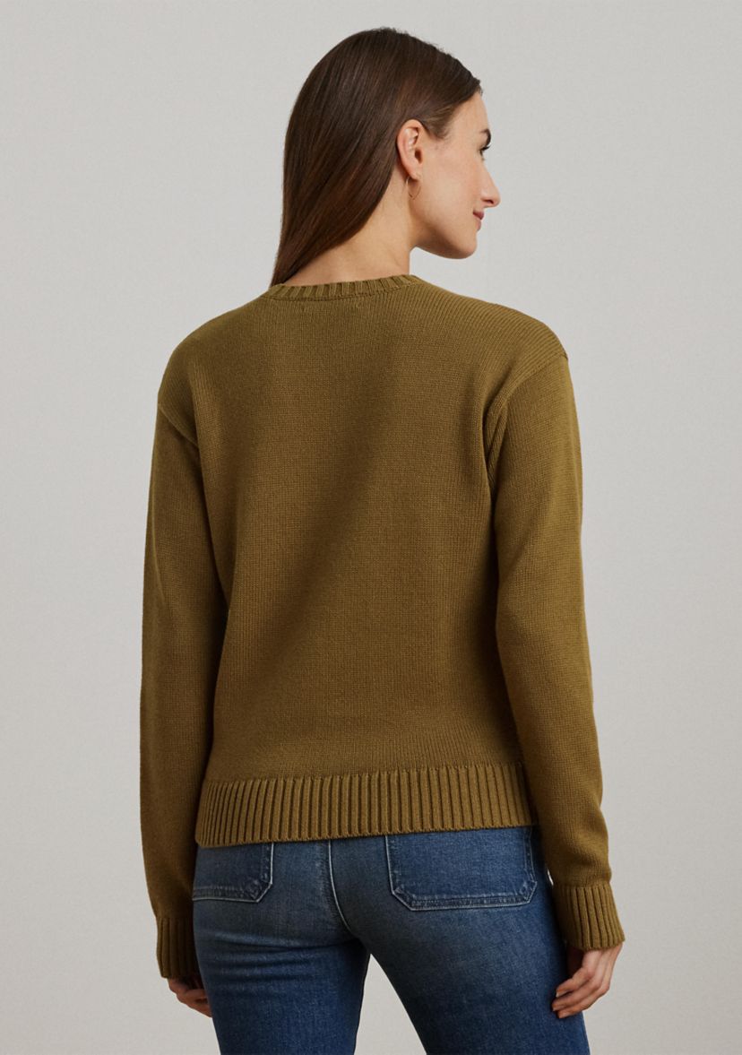 Intarsia Knit Beagle Cotton Sweater