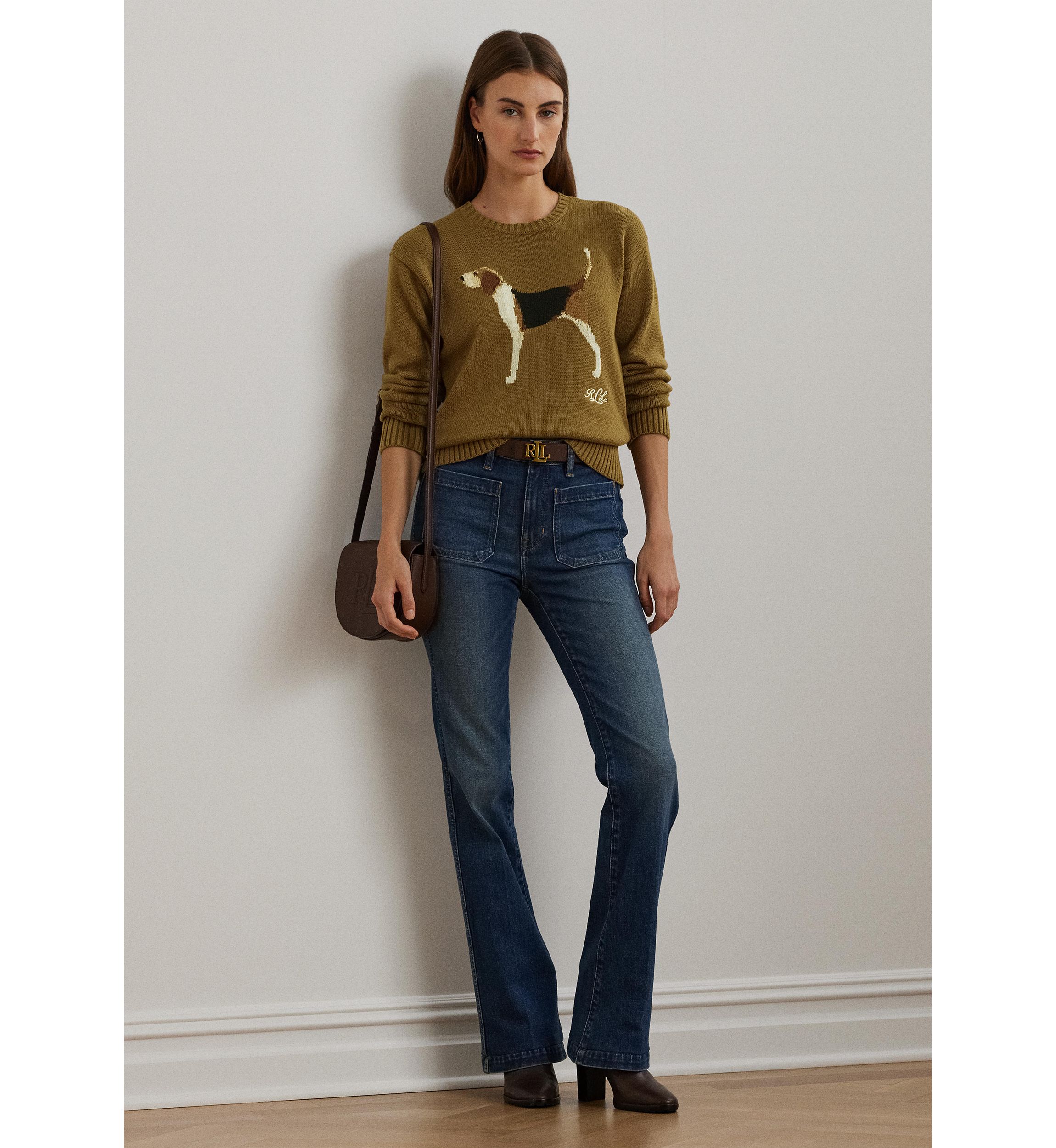 Intarsia Knit Beagle Cotton Sweater