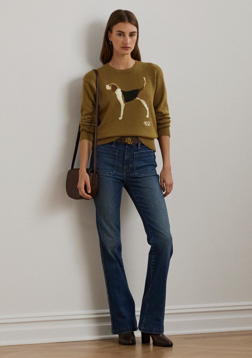 Intarsia Knit Beagle Cotton Sweater