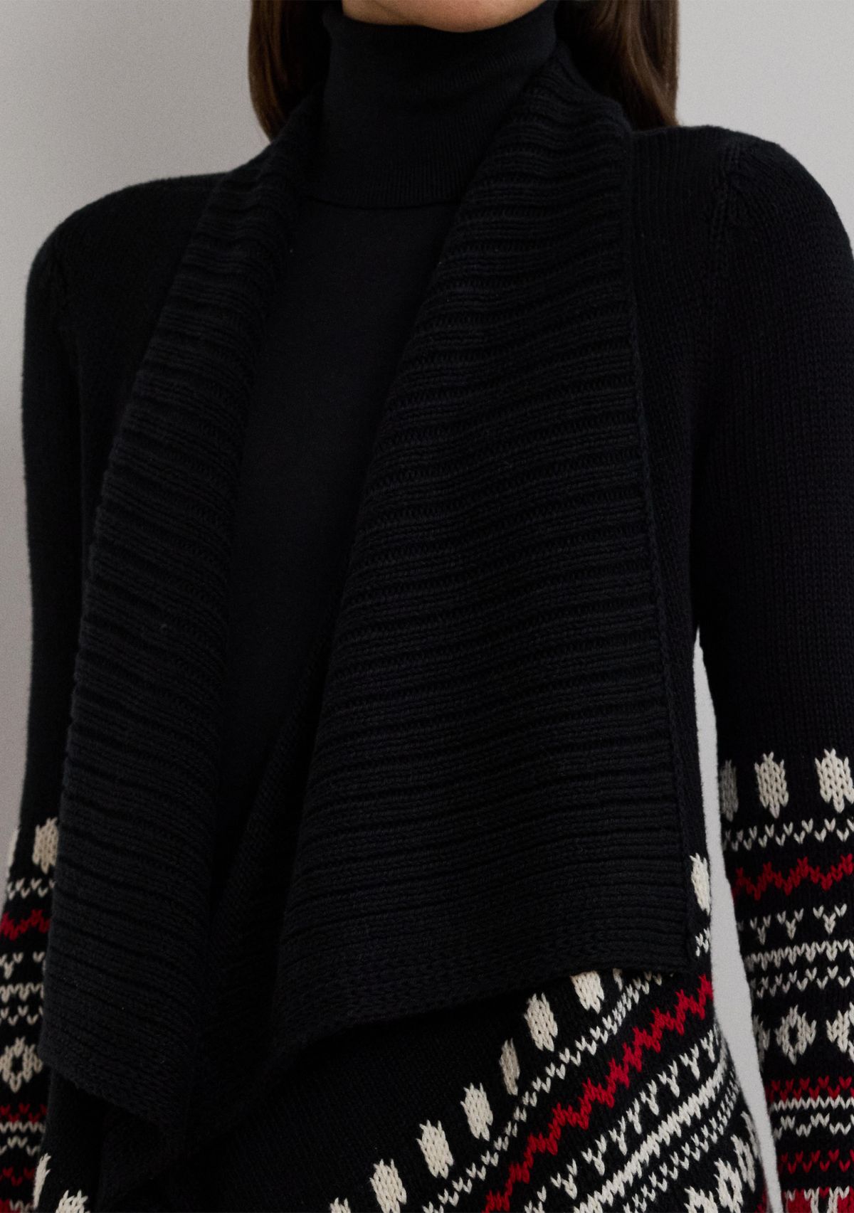 Fair Isle Cotton Shawl Collar Cardigan