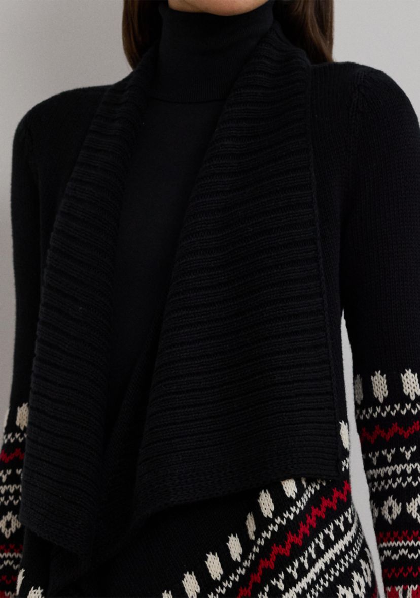 Fair Isle Cotton Shawl Collar Cardigan