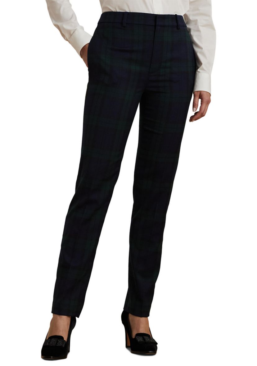 Plaid Satin Stripe Twill Cropped Pants