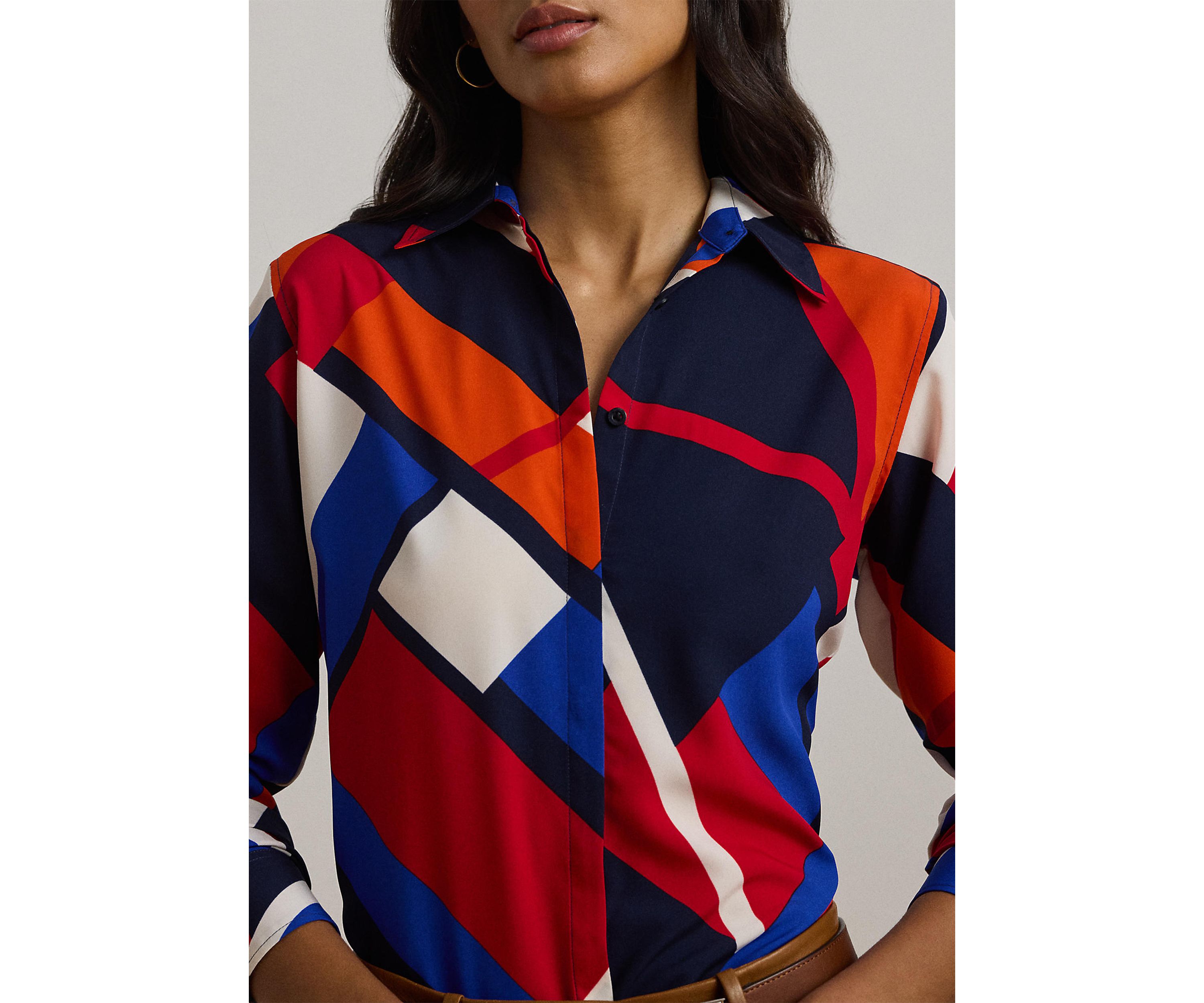 Womens Classic Fit Print Crepe Shirt