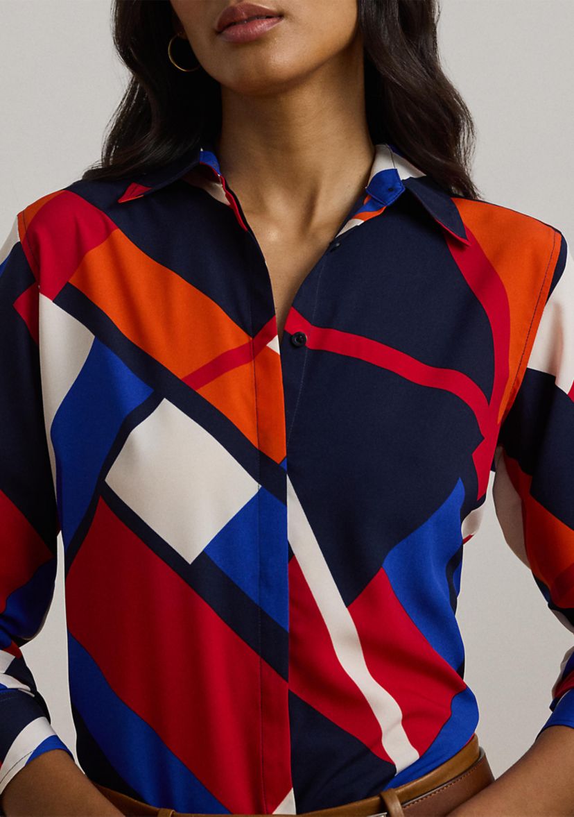 Womens Classic Fit Print Crepe Shirt