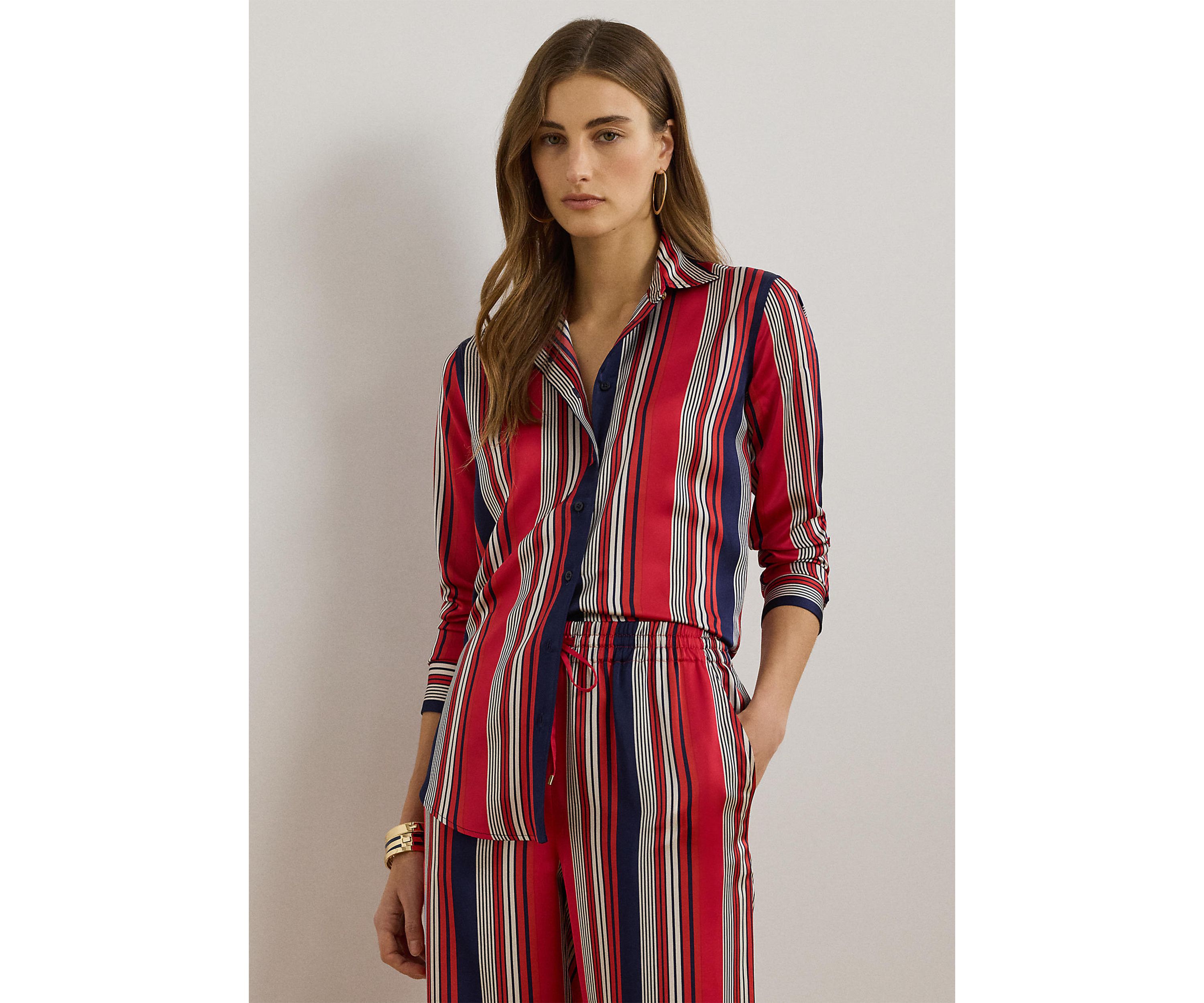 Classic Fit Striped Charmeuse Shirt