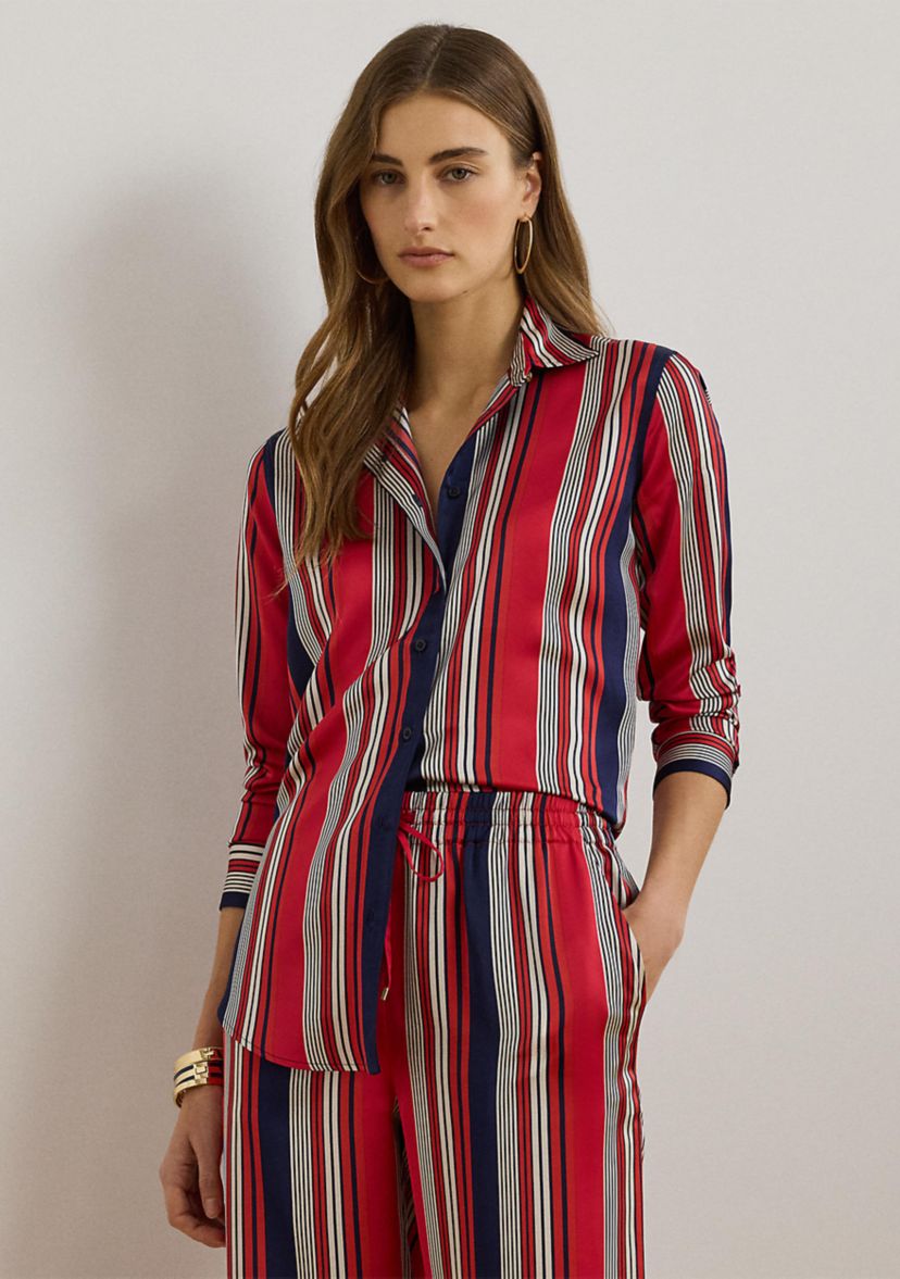 Classic Fit Striped Charmeuse Shirt