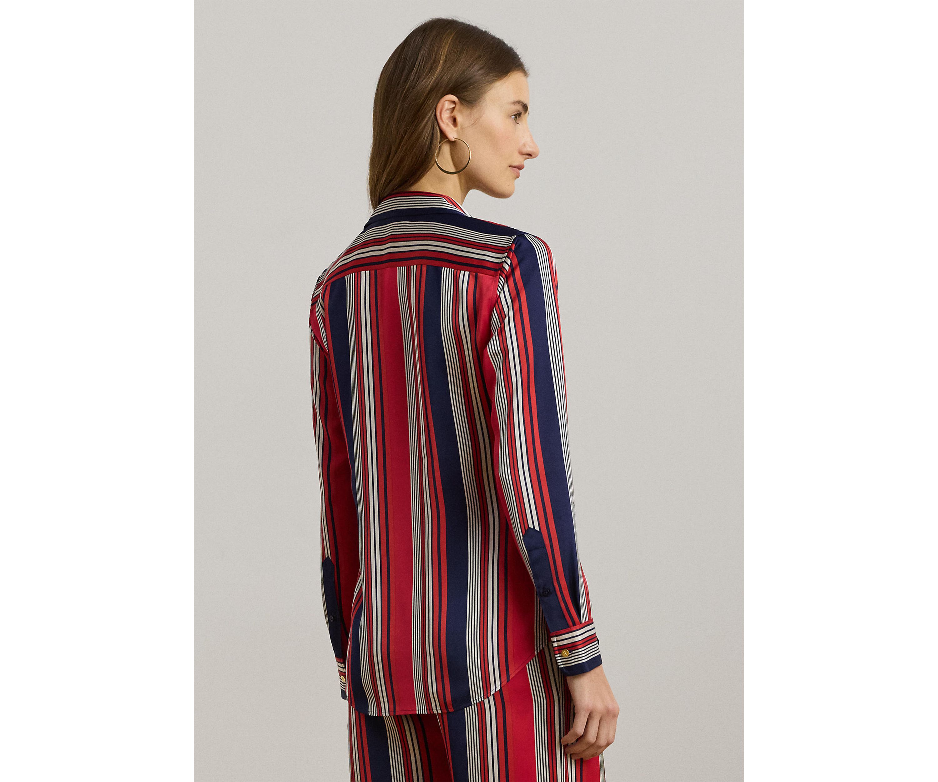 Classic Fit Striped Charmeuse Shirt