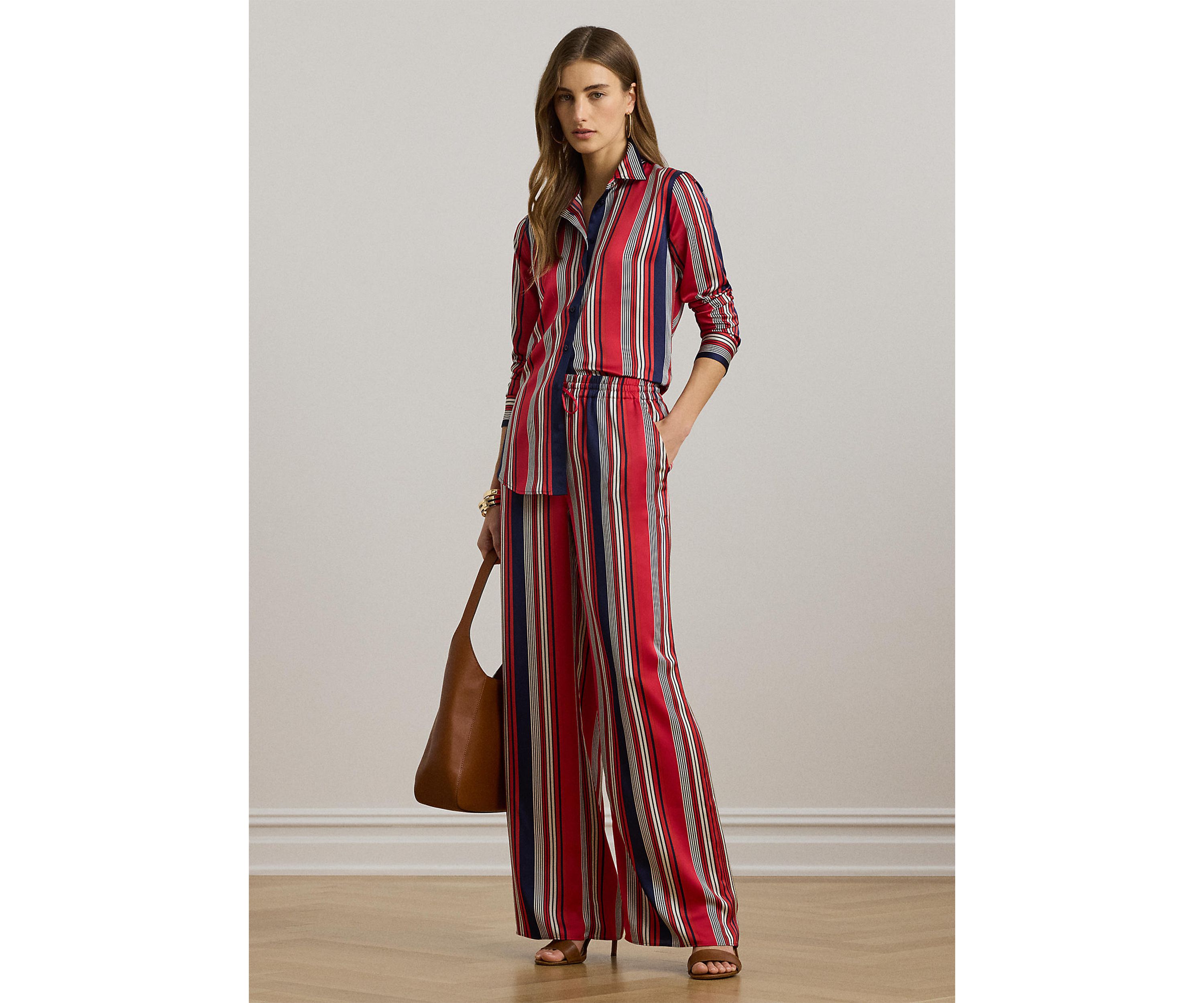 Classic Fit Striped Charmeuse Shirt