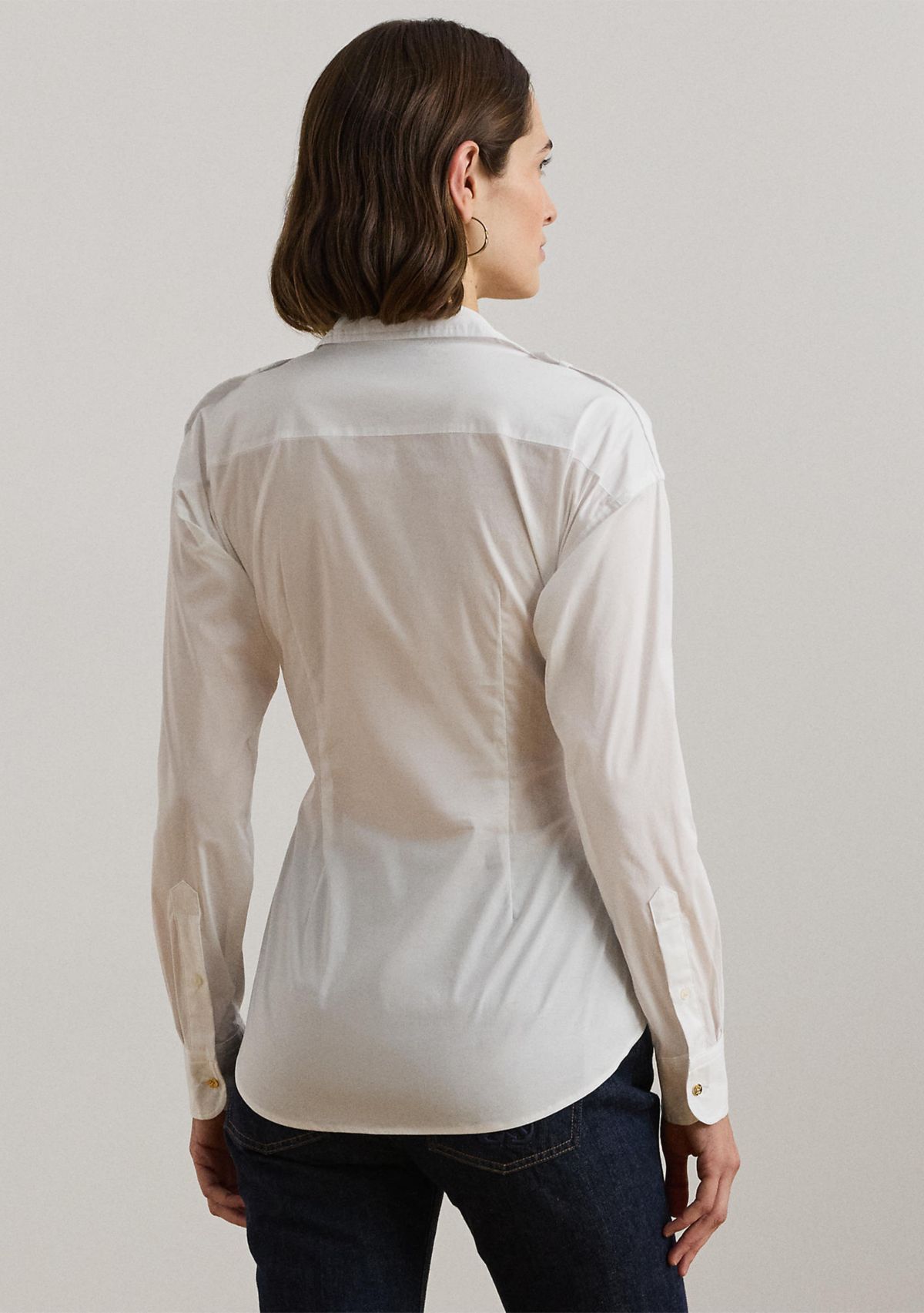 Tie Front Cotton Blend Shirt