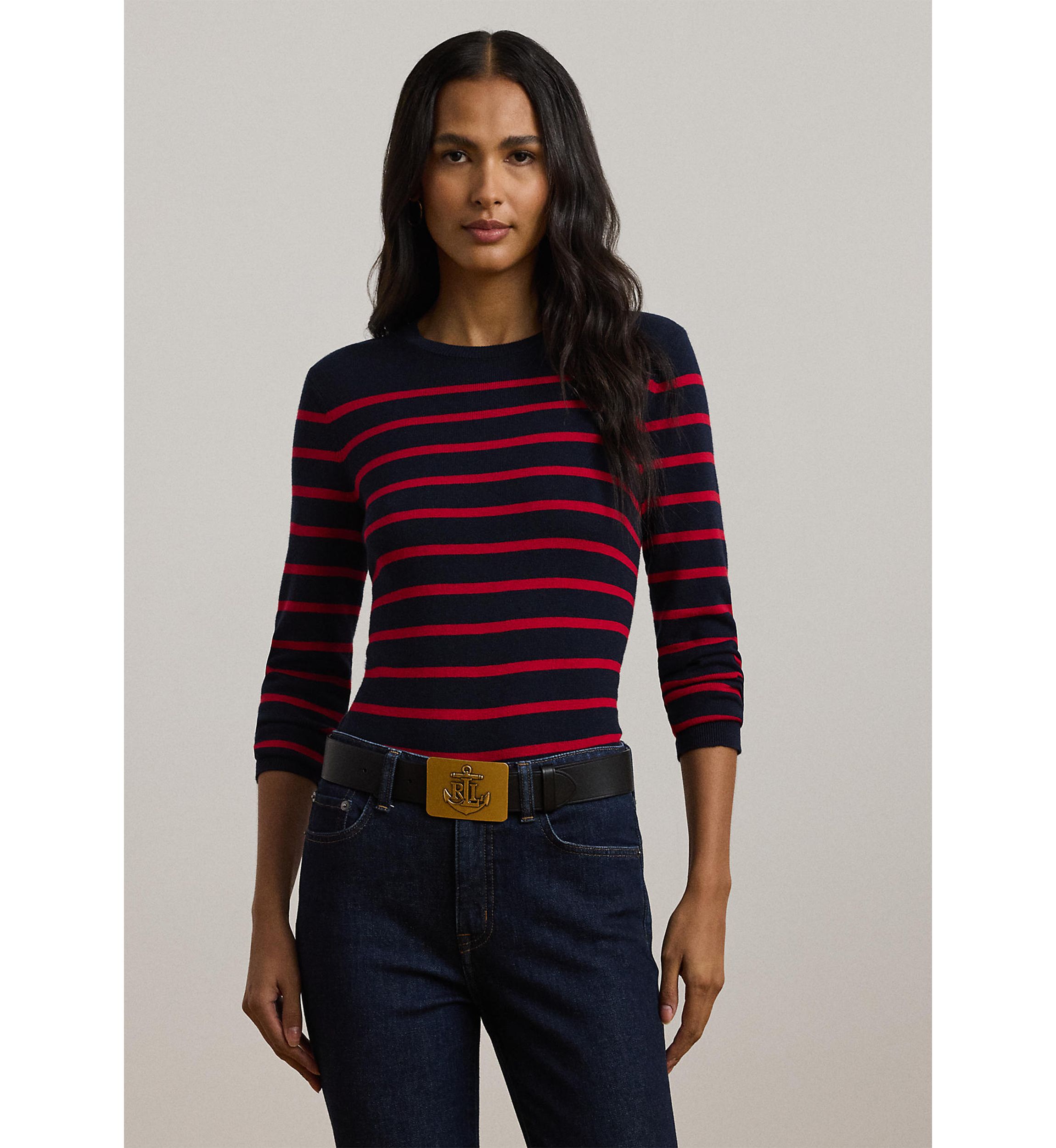Striped Cotton Blend Sweater
