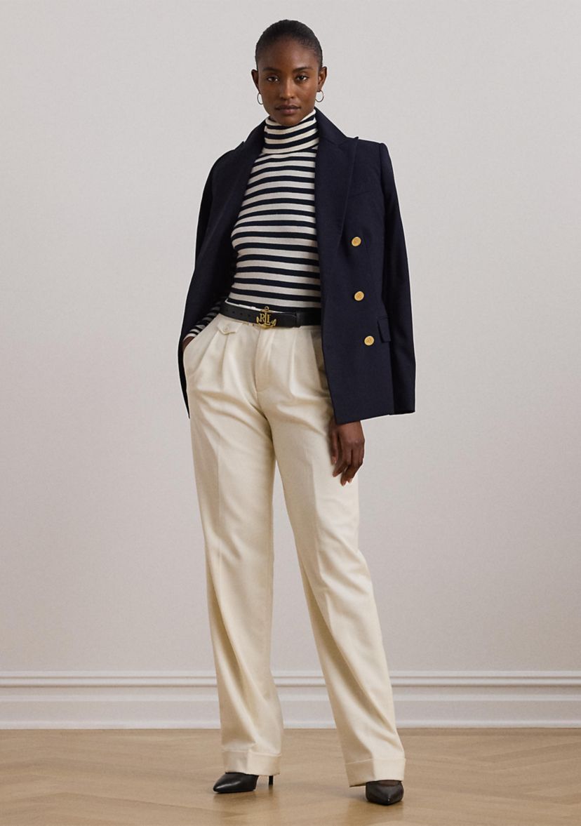 Womens Striped Silk-Blend Turtleneck Sweater