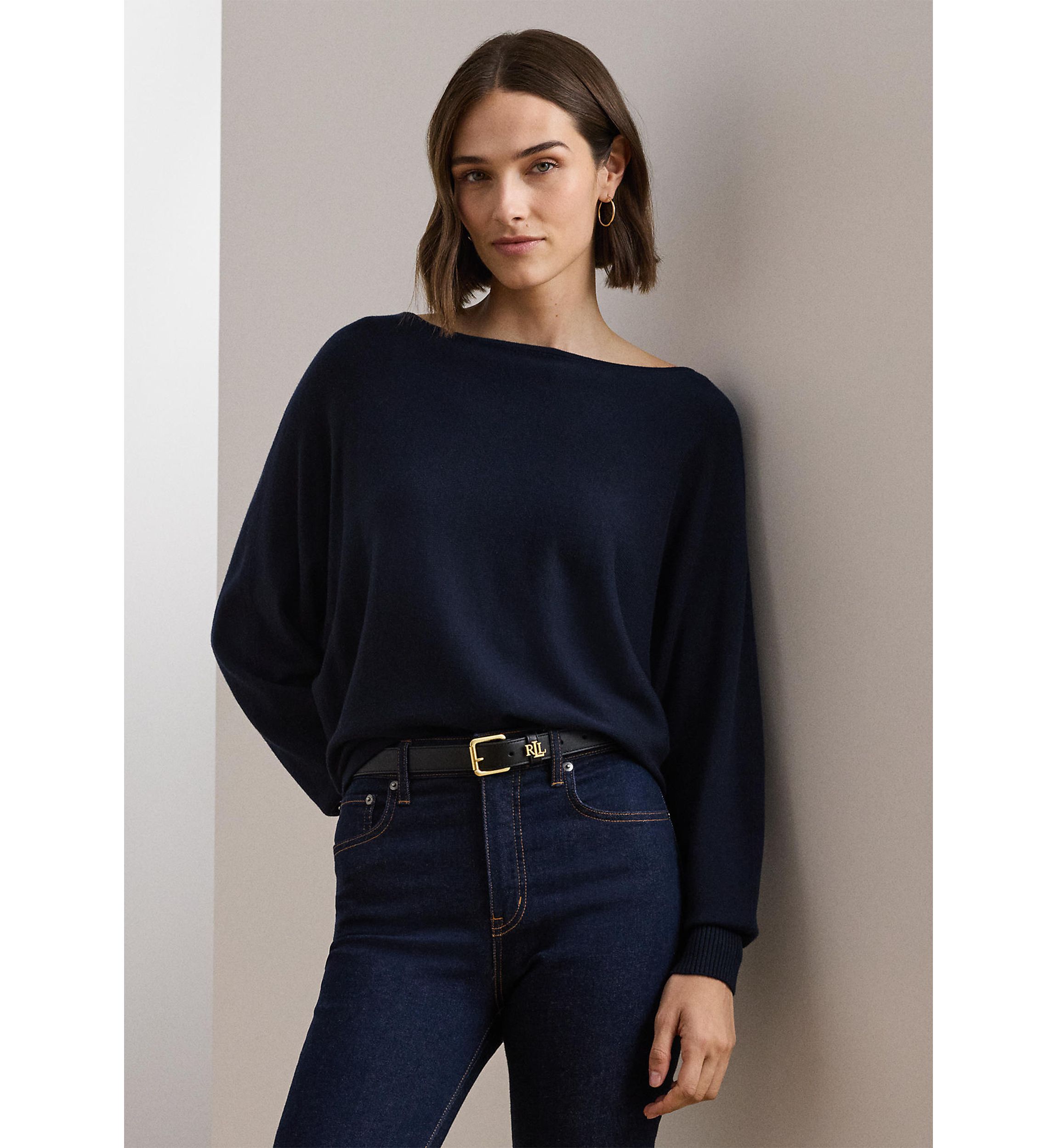 Cotton Blend Dolman Sleeve Sweater