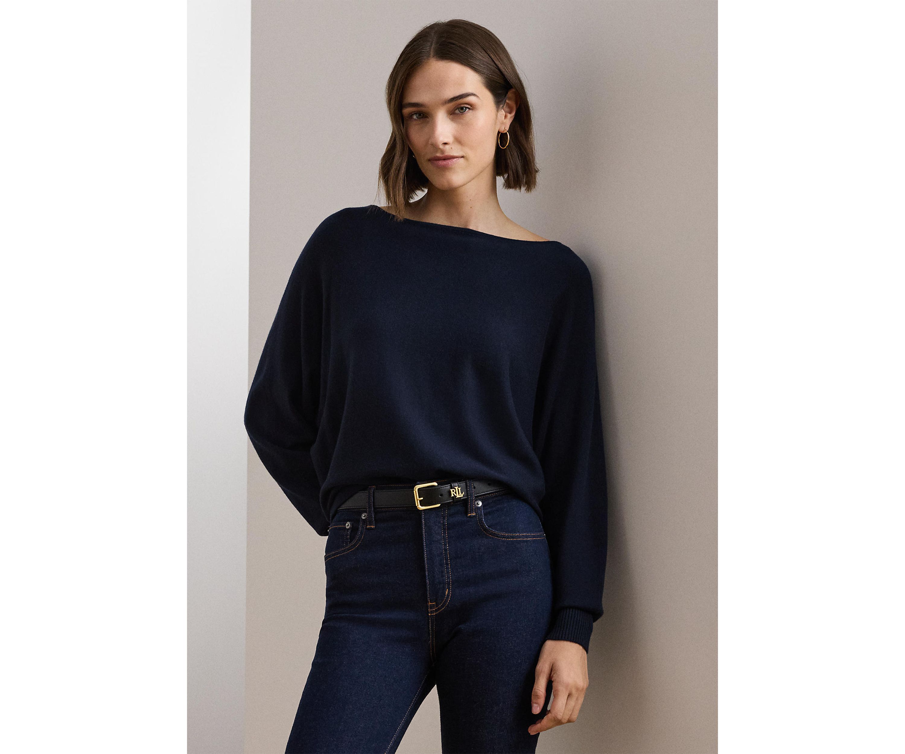 Cotton Blend Dolman Sleeve Sweater