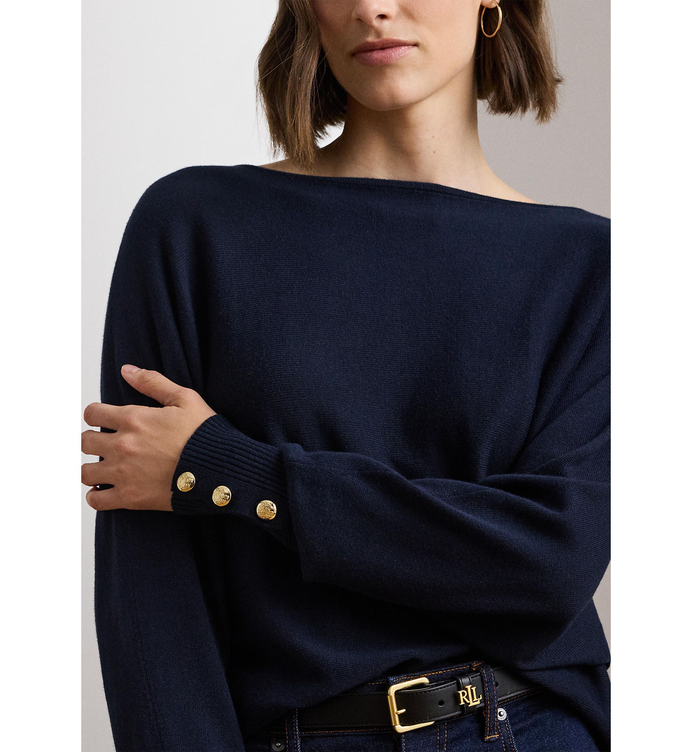Cotton Blend Dolman Sleeve Sweater