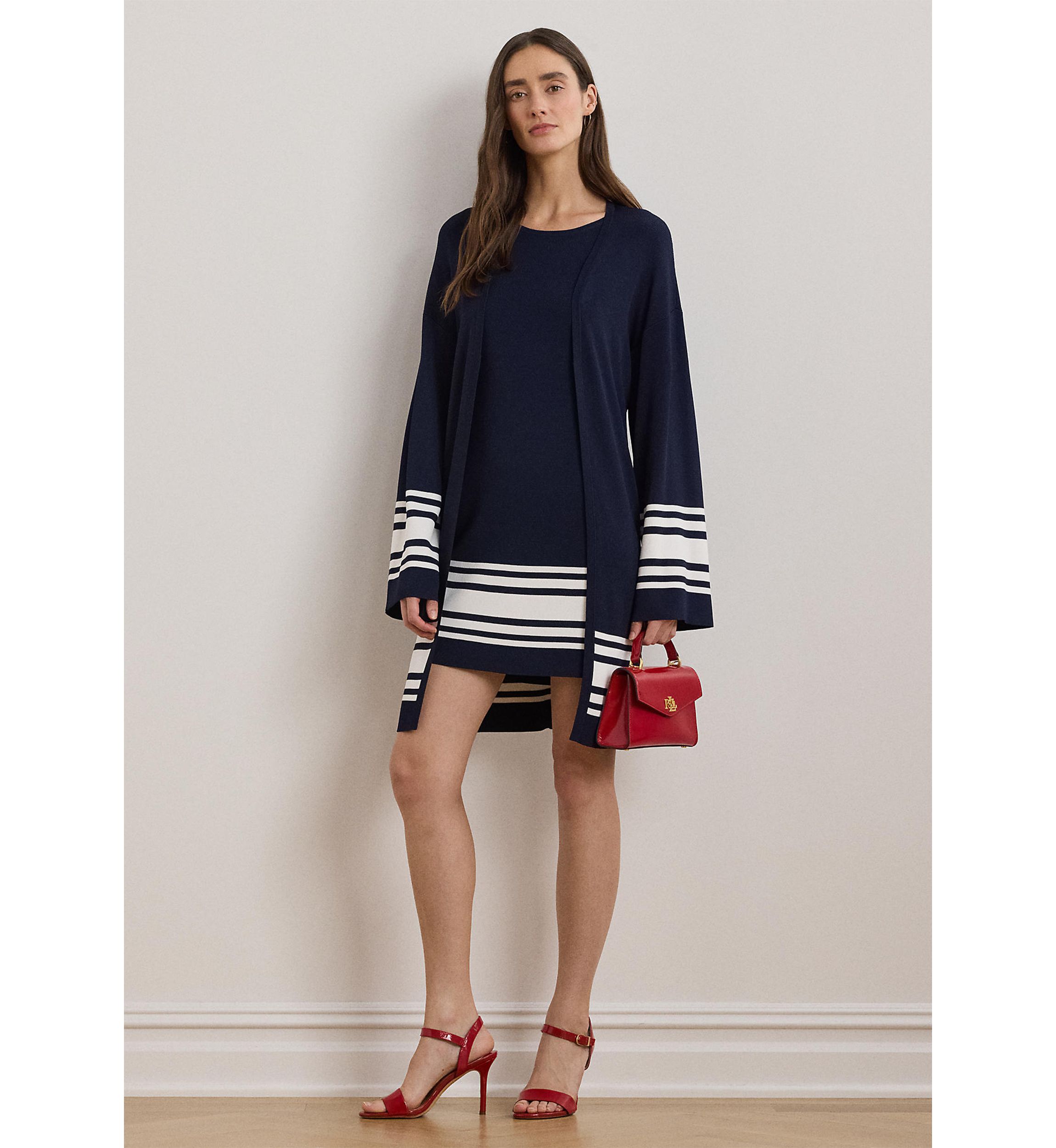 Two Tone Cap Sleeve Shift Sweater Dress