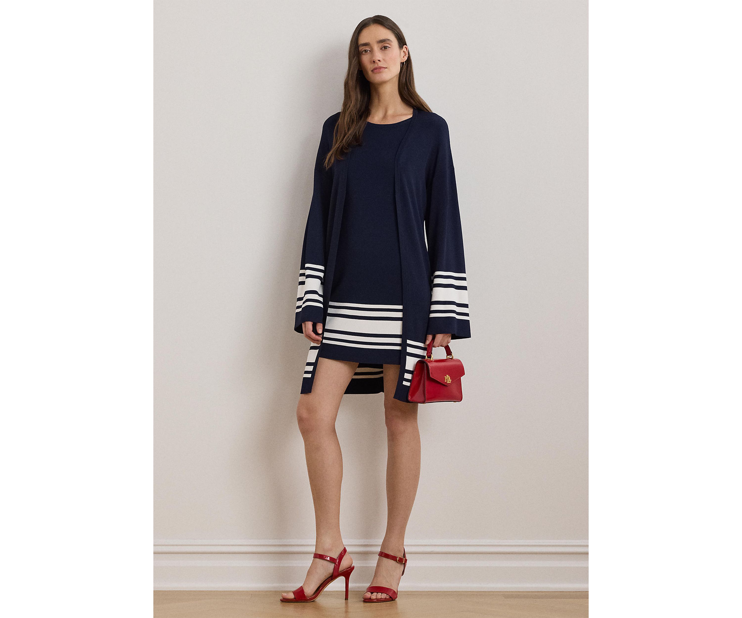 Two Tone Cap Sleeve Shift Sweater Dress