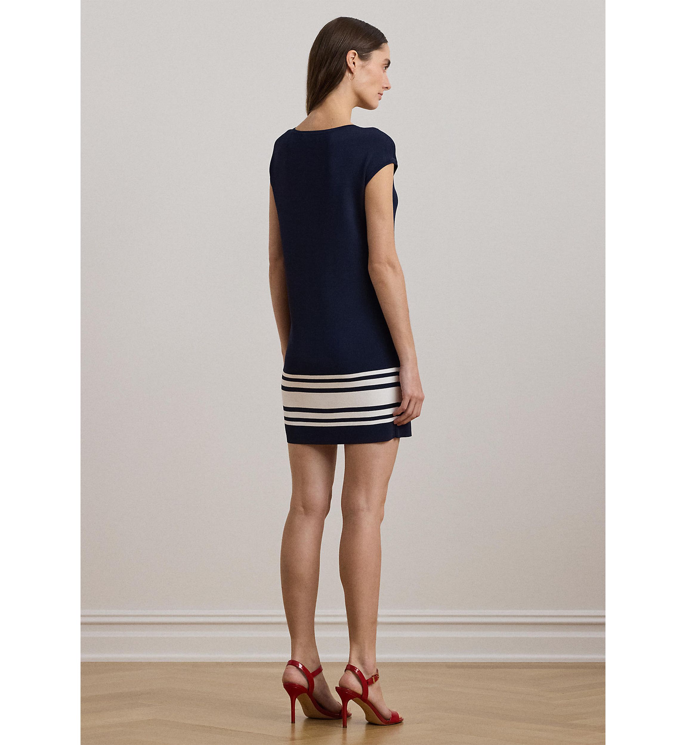 Two Tone Cap Sleeve Shift Sweater Dress
