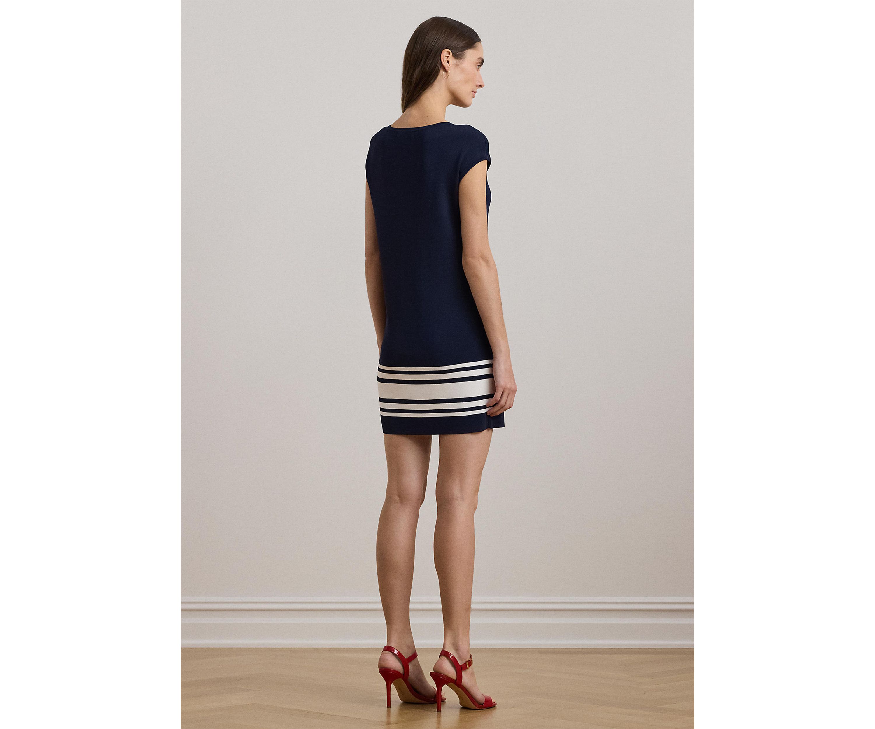 Two Tone Cap Sleeve Shift Sweater Dress