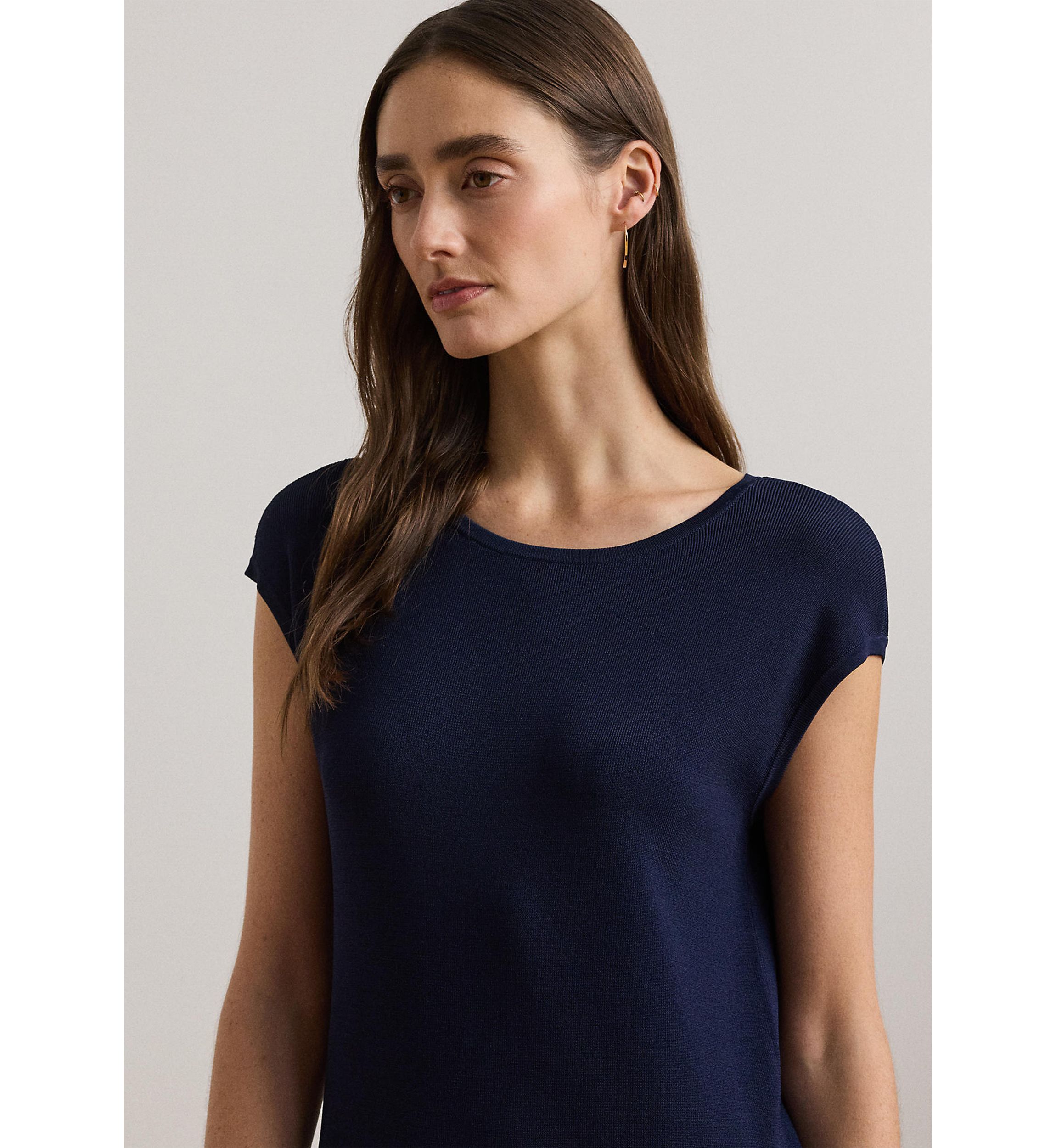 Two Tone Cap Sleeve Shift Sweater Dress