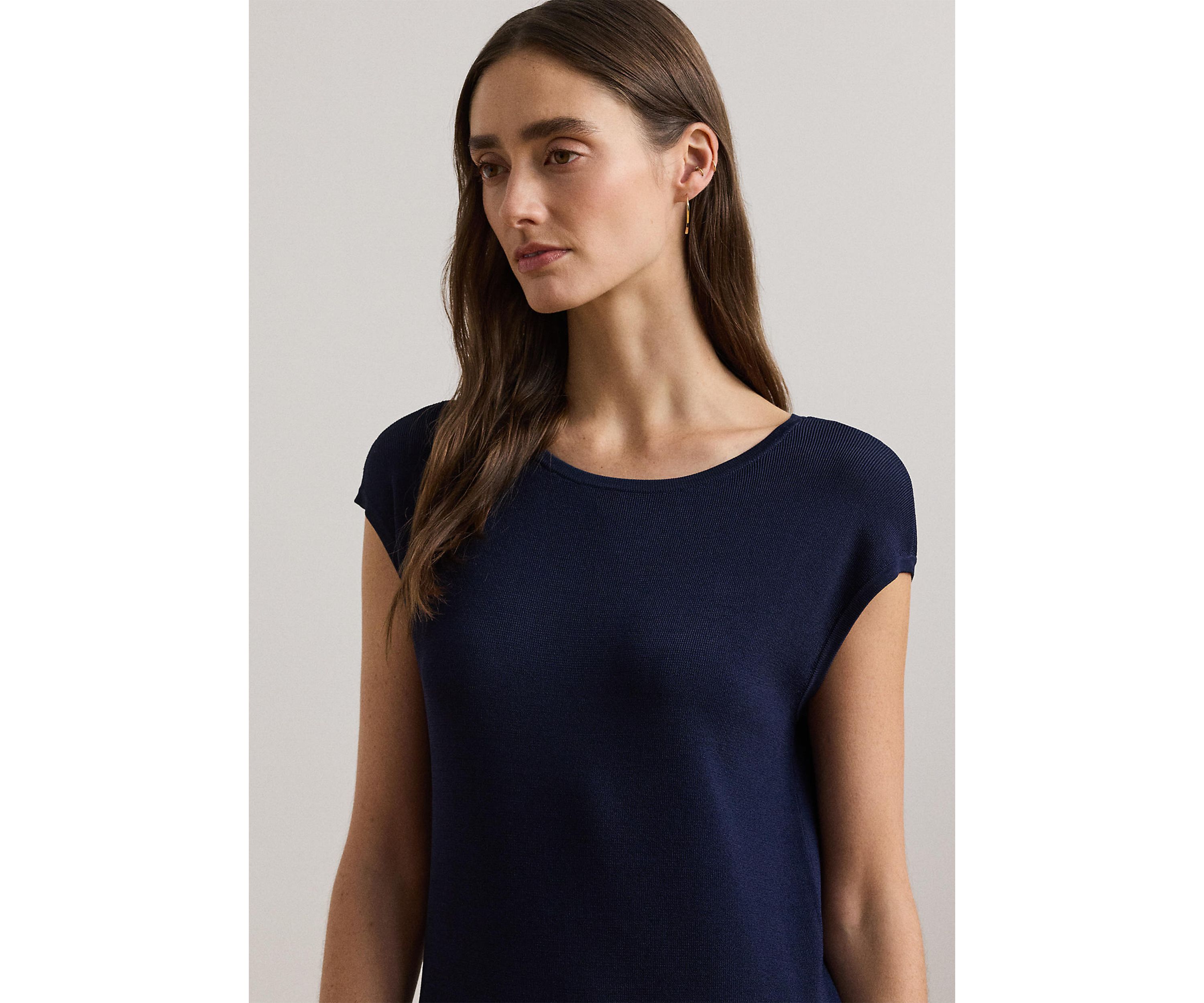 Two Tone Cap Sleeve Shift Sweater Dress