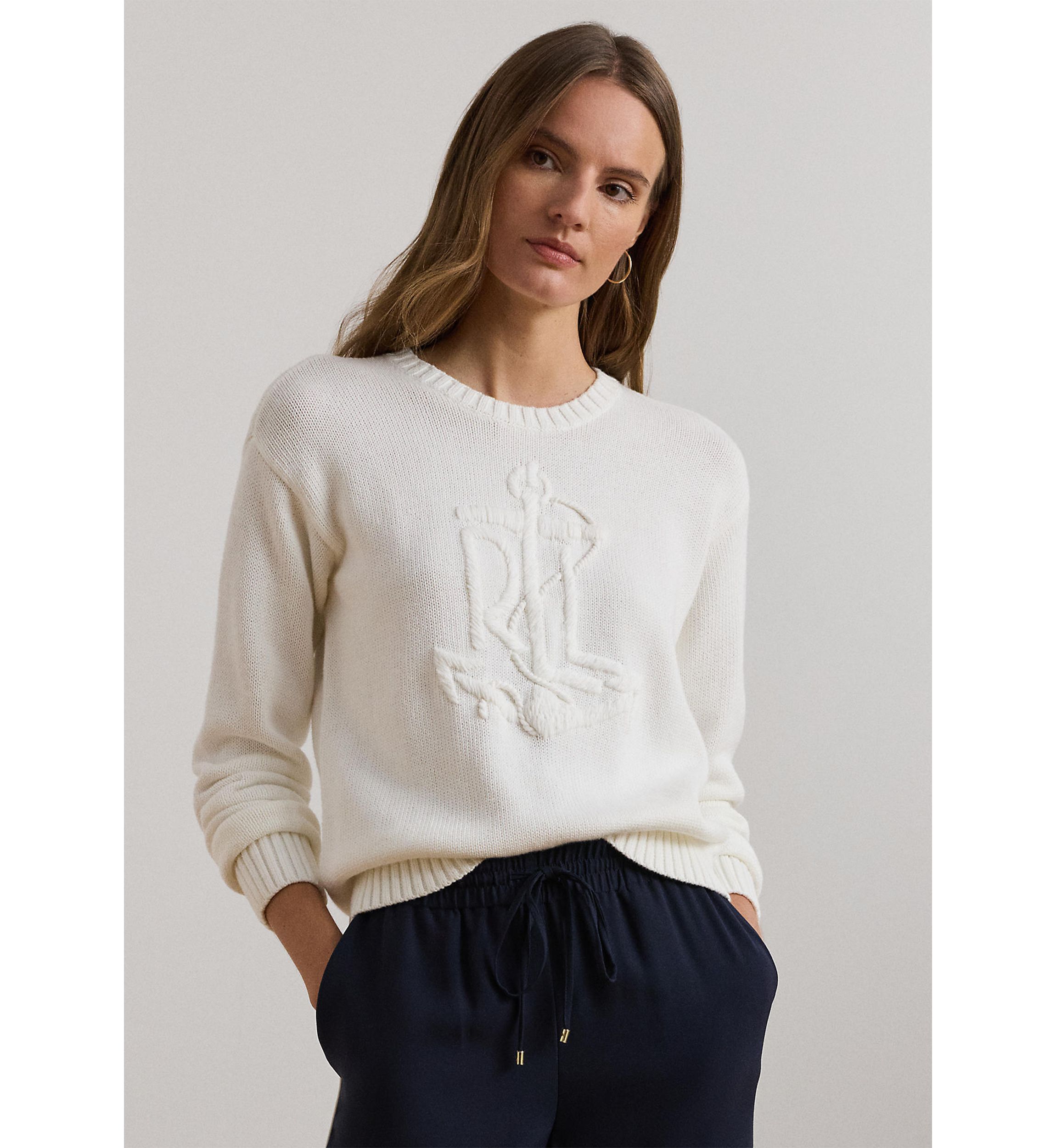 Anchor Logo Combed Cotton Sweater