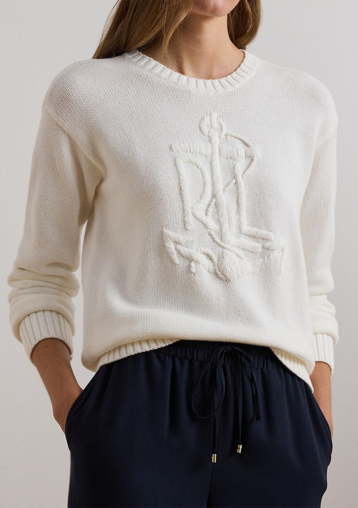 Anchor Logo Combed Cotton Sweater
