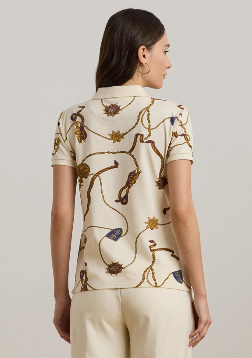 Belting-Print Stretch Piqué Polo Shirt