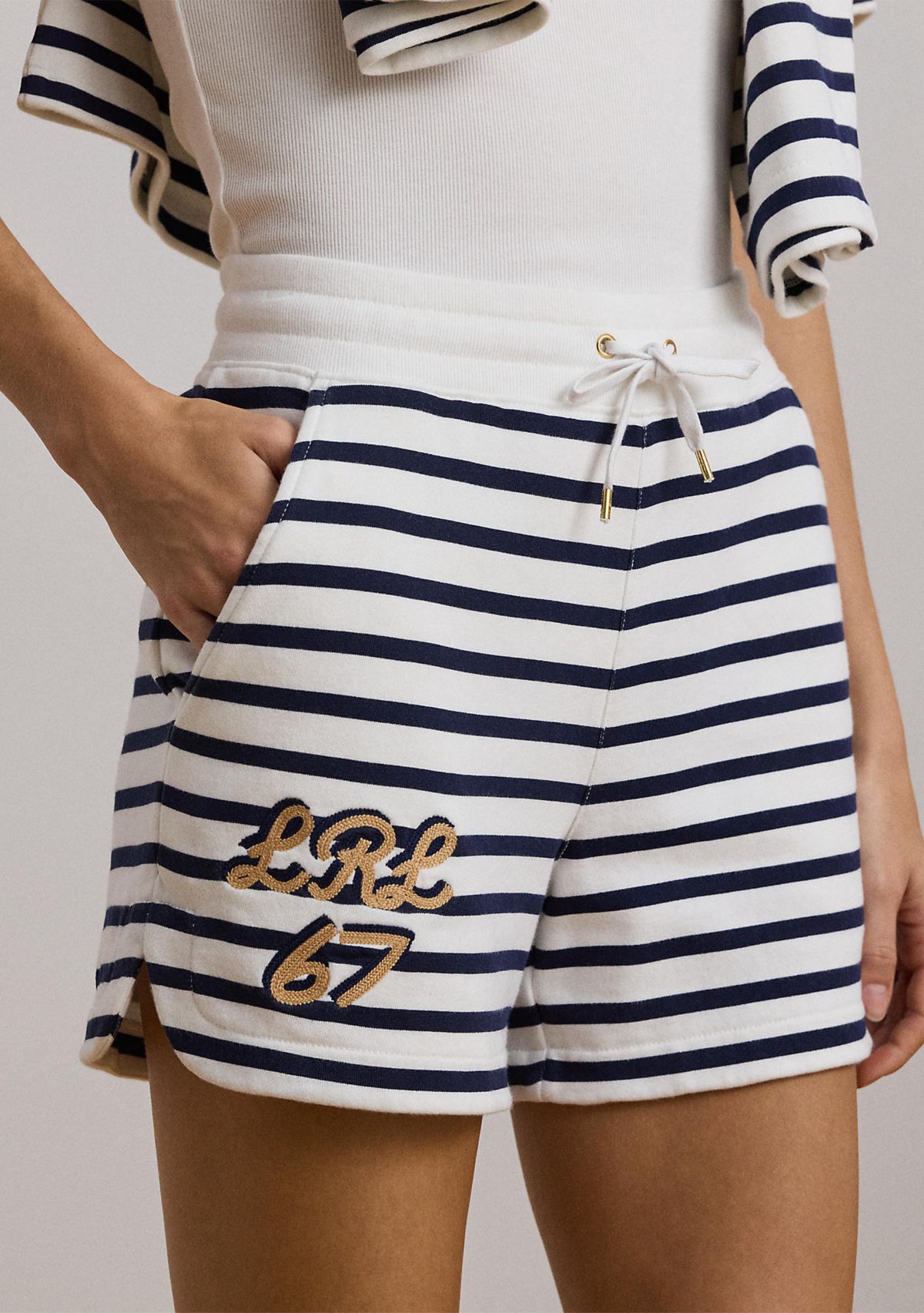 Striped French Terry Drawcord Shorts 