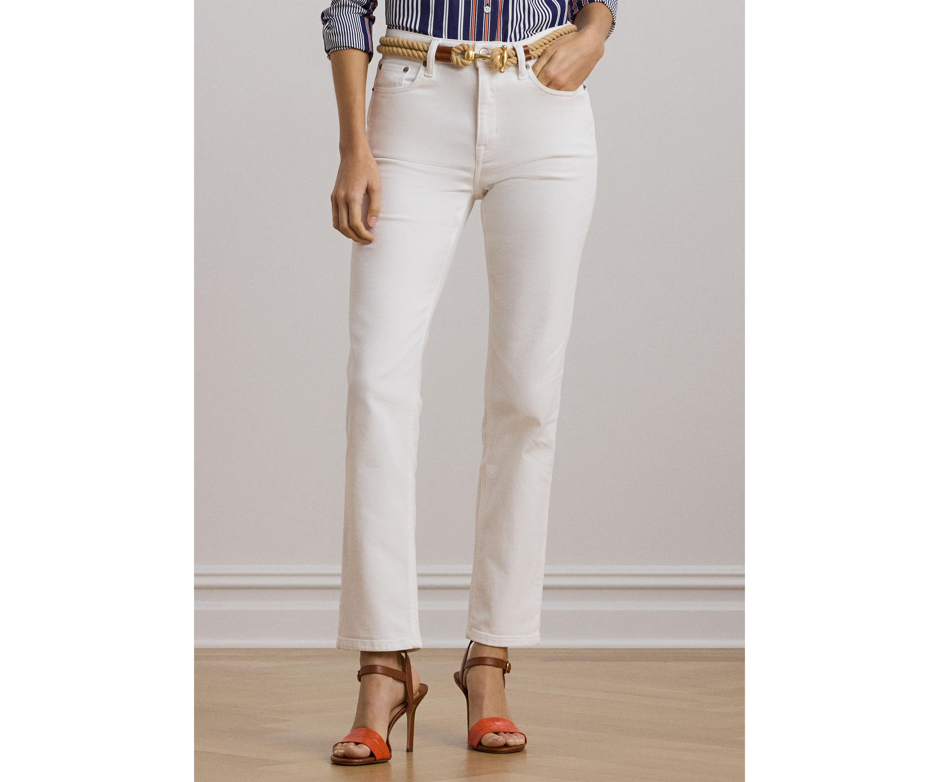 Womens High-Rise Straight Ankle Jeans