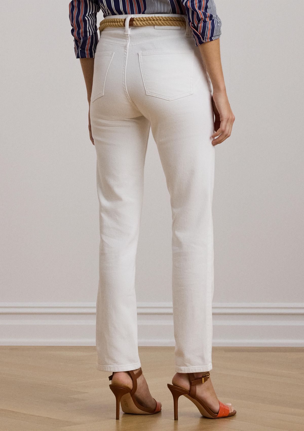 Womens High-Rise Straight Ankle Jeans