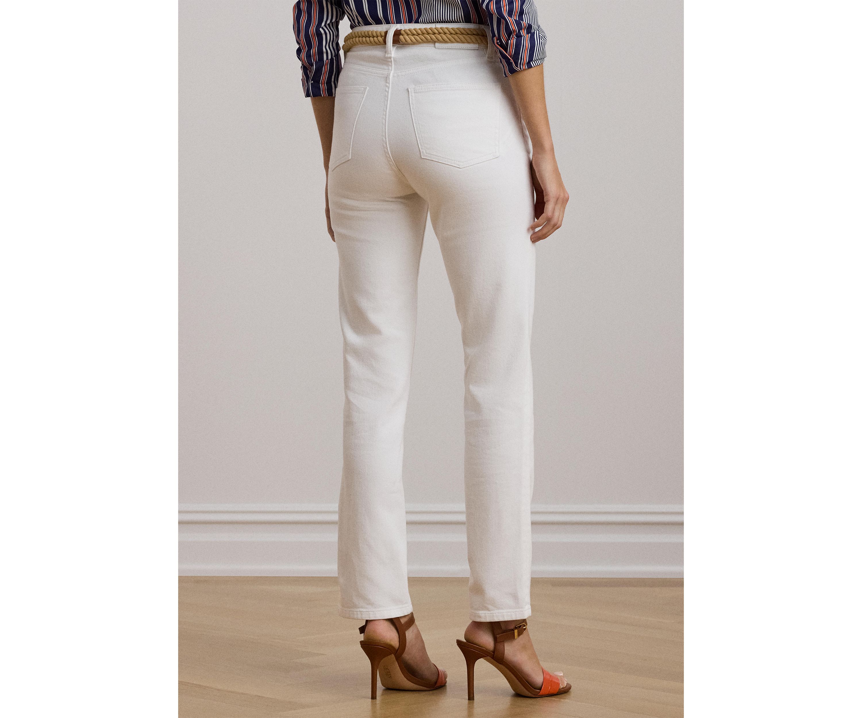 Womens High-Rise Straight Ankle Jeans