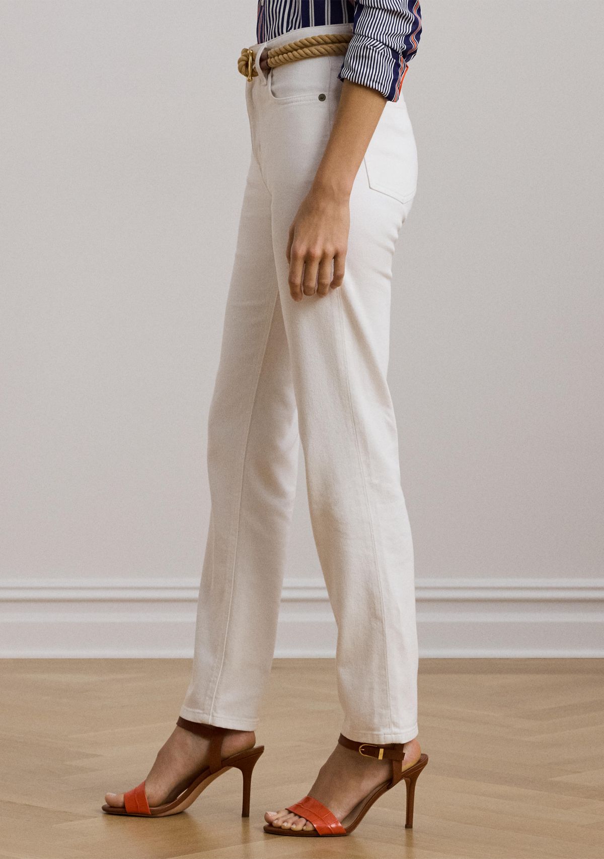 Womens High-Rise Straight Ankle Jeans