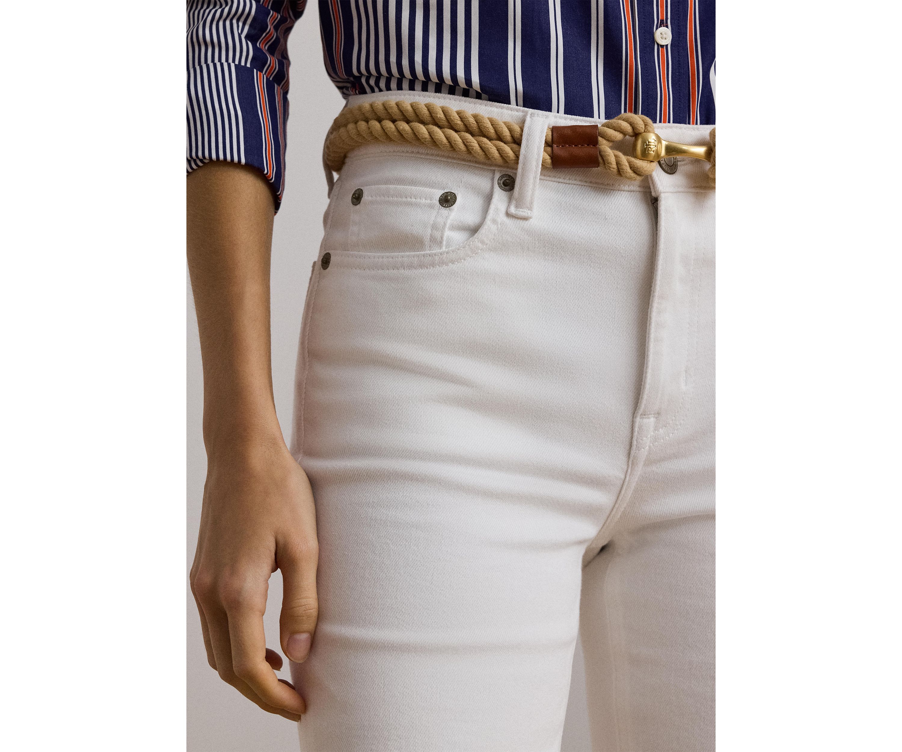 Womens High-Rise Straight Ankle Jeans