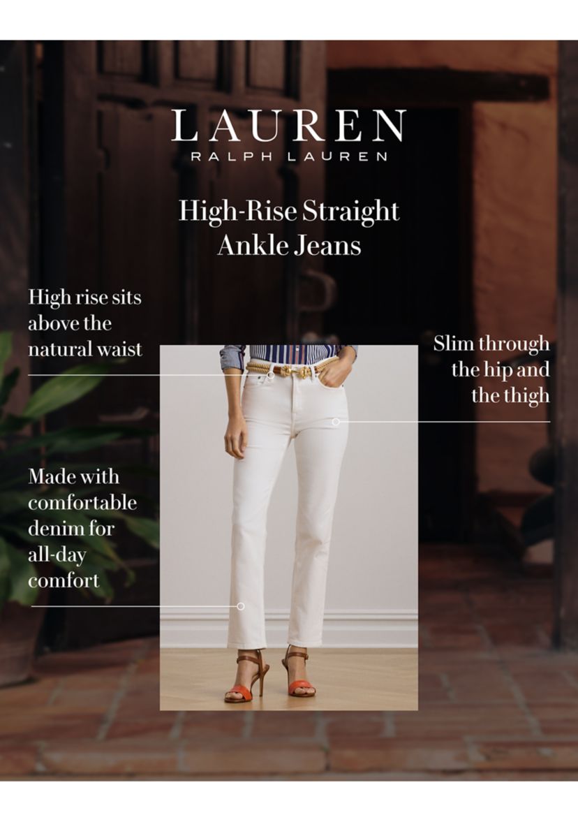 Womens High-Rise Straight Ankle Jeans