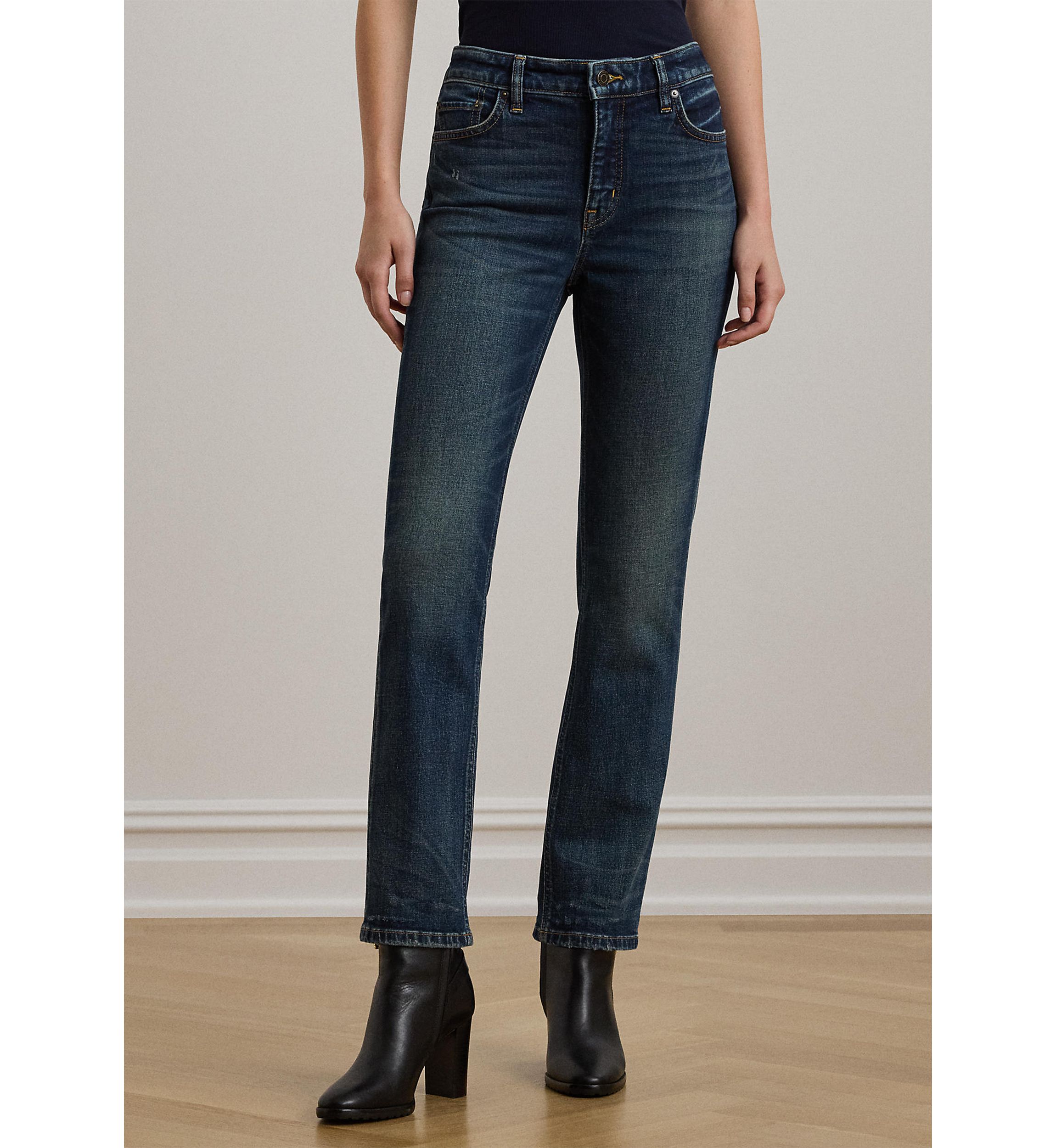 High-Rise Straight Ankle Jeans 