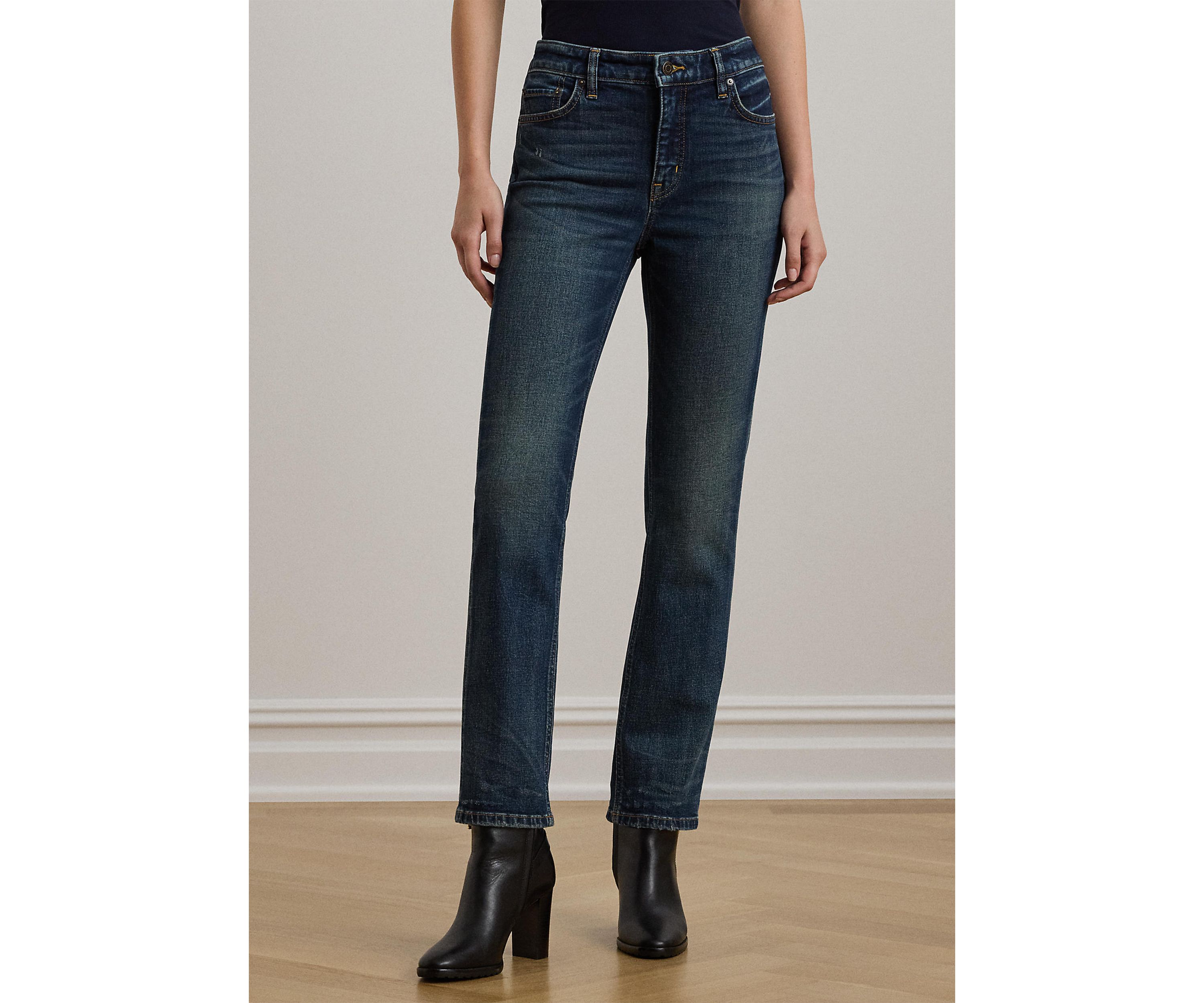 High-Rise Straight Ankle Jeans 